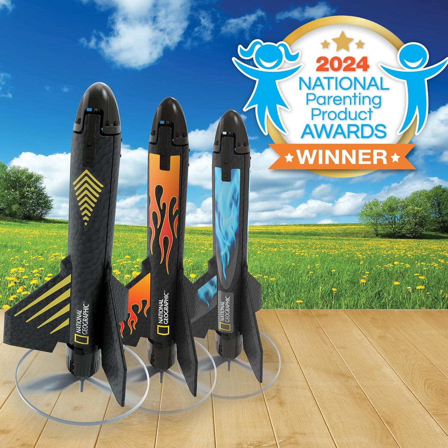 National Geographic Rocket Launcher - Motorized Air Rocket Toy with Patented Design, Launch up to 200 Feet, Outdoor Toys & Model Rockets, Gifts for Kids Ages 8-12, Space Toys
