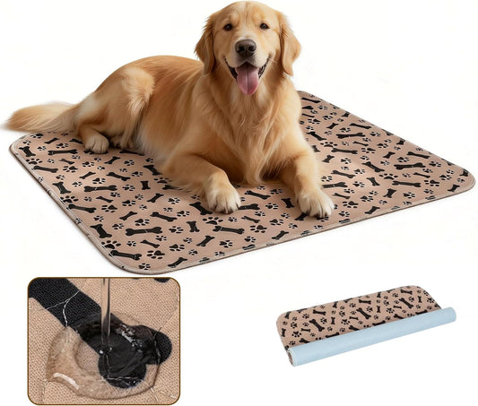 Washable Pee Pads for Dog Stylish Non-Slip and Leak-Proof Pee Ma Ultra-Absorbent Reusable Potty Training Pads Puppy Pads with Pheromones - Leak & Odor Proof for Dogs, Cats, Puppy (Brown, M)