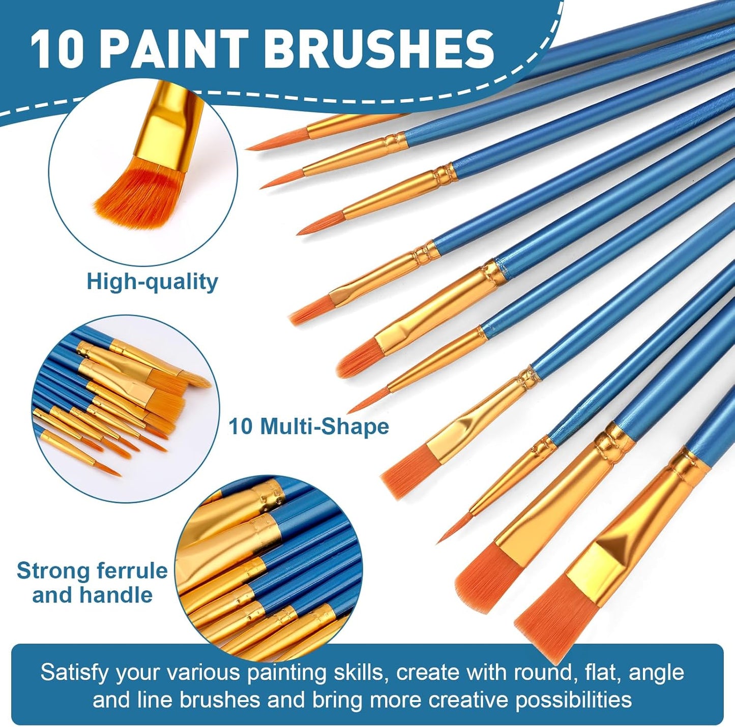 ESRICH 52PCS Acrylic Paint Canvas Set, Acrylic Painting Kit with 2 Set of 12 Colors Acrylics Paint,Paint Brushes,Canvas, Wooden Easels, Art Plates, Art Painting Supplies for Kids Adults Beginners