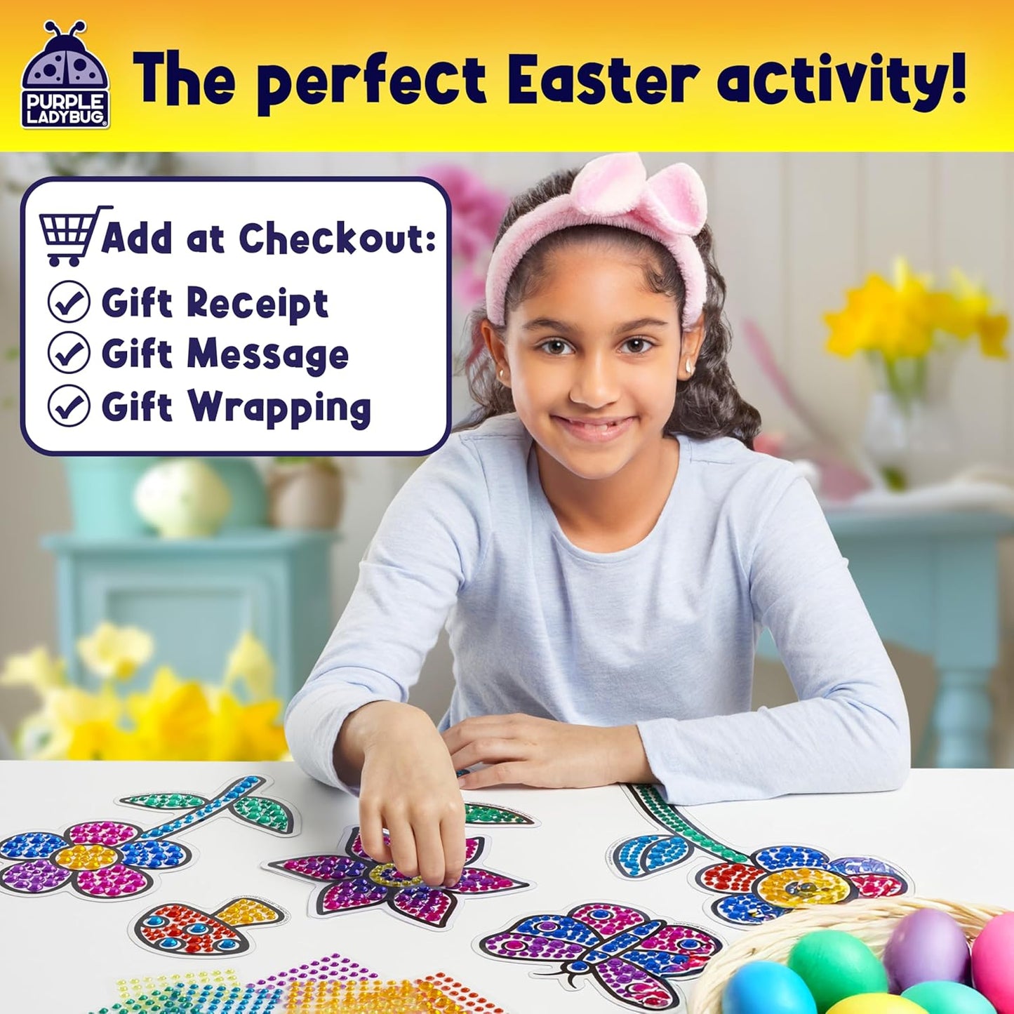 Easter Basket Stuffers for Children & Easter Crafts for Kids - Suncatcher Gem Art for Kids, Great 6 Year Old Girl Gifts, Birthday Gift for Girls 6-8, Arts & Crafts Activities, Window Diamond Art Kit