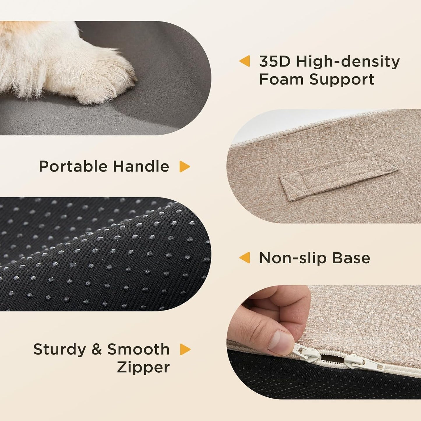 Joydeco Dog Stairs for Bed 29" H, 5-Step Pet Steps for Small Dogs and Cats, Dog Steps for High Bed, Non-Slip Balanced Ramp Indoor Pet Stairs, Beige