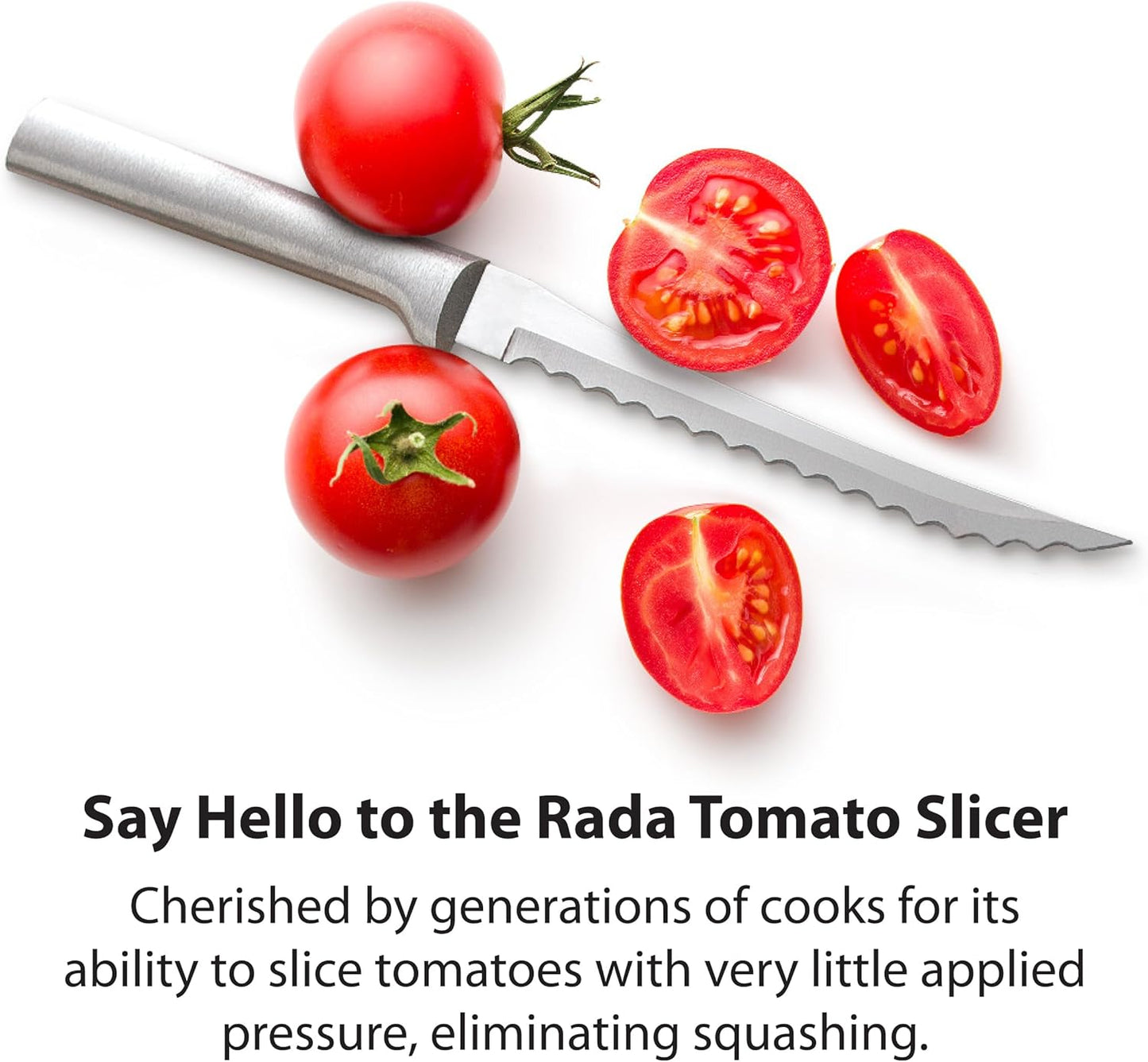 Rada Cutlery Tomato Slicer Knife (R126), 5" Stainless Steel Serrated Blade, Silver Handle