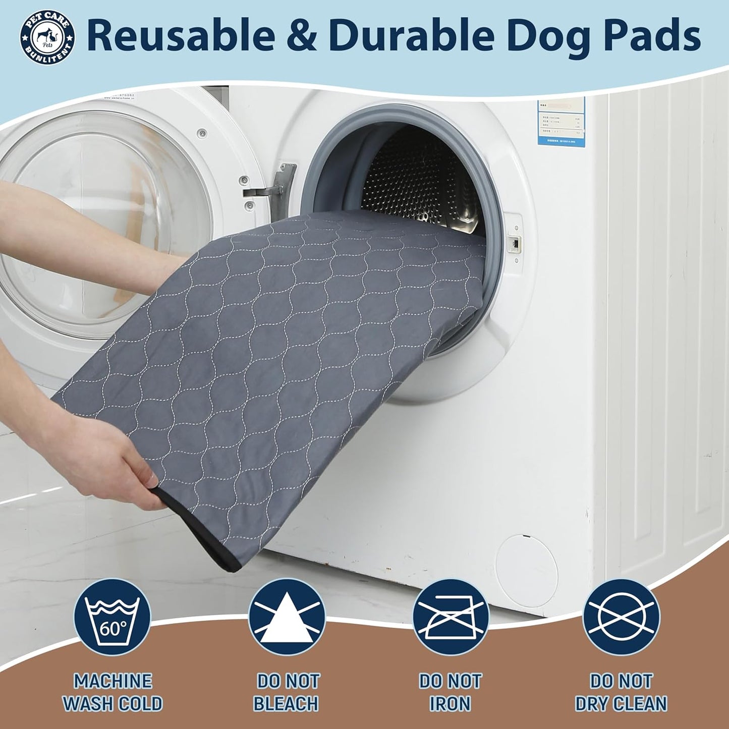Washable Pee Pads for Dogs, 34x36 Reusable Puppy Pads with Fast Absorbent, Waterproof Reusable Pee Pads for Whelping, Traing, Incontinence and Potty, 3 Pack, Grey.