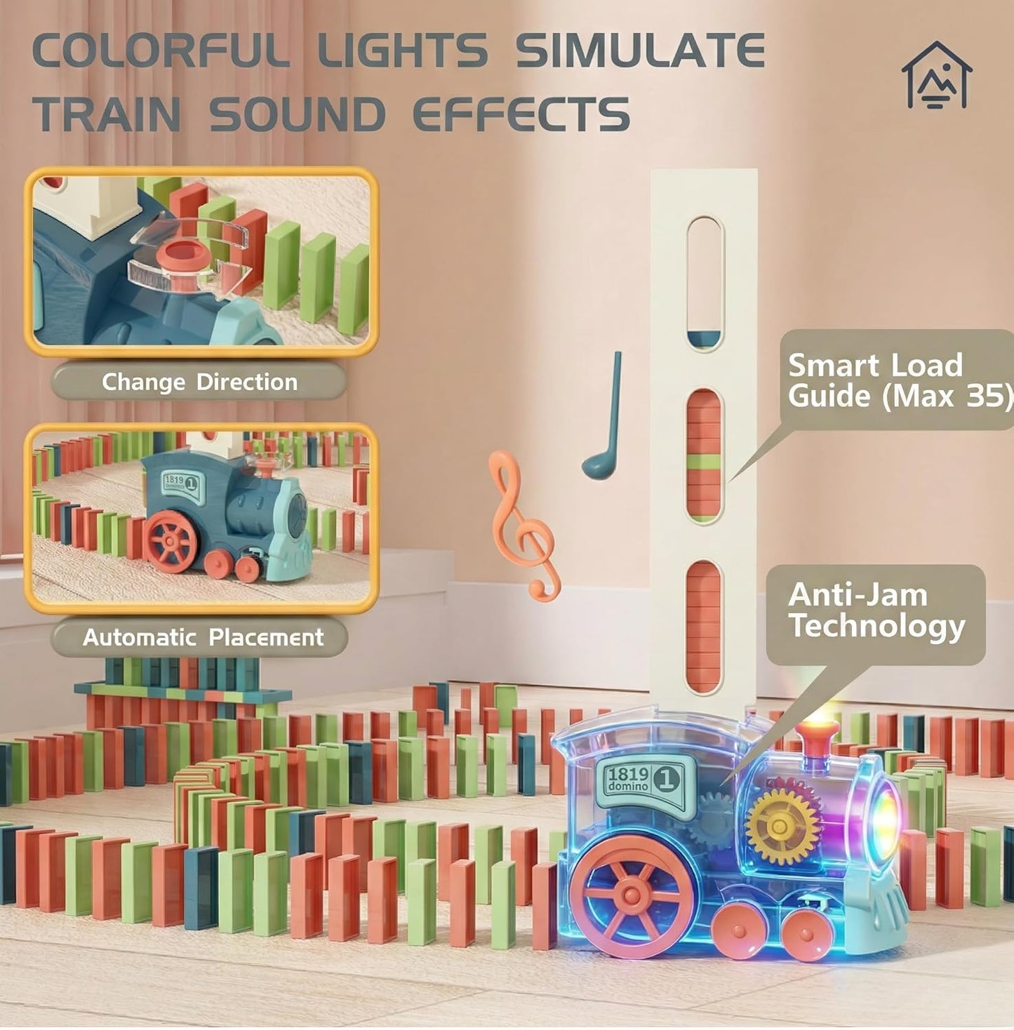 Domino Train Toys Kids Games - Automatic Stacking Creative Game 3+ Year Old - Stem Montessori Toy for Boys 4-6 - Summer Autistic Christmas Birthday Gifts 5 6 Toddler Ages 4-8