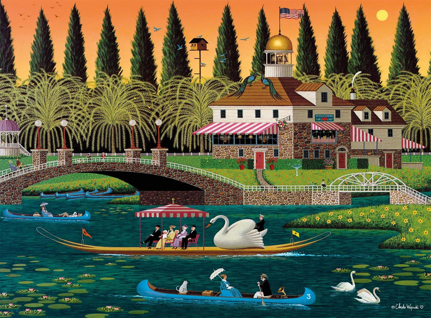 Buffalo Games – Pleasant Sunday – Charles Wysocki – 1000 Piece Jigsaw Puzzle  Colorful Puzzle for Adults – Precision-Cut Pieces, Beautiful Artwork, and Hours of Relaxing Fun