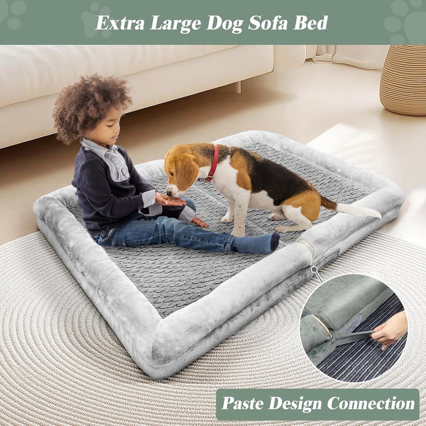 Orthopedic Dog Bed, Extra Large with Memory Foam, Waterproof & Washable Cover (36 in, Grey)