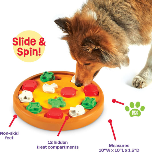 Brightkins Pizza Party! Treat Puzzle - Interactive Dog Toys, Dog Puzzle Toy and Slow Feeder, Enrichment Feeder for Dogs and Cats, Puppy Toys to Keep Them Busy, Cat Enrichment Puzzles