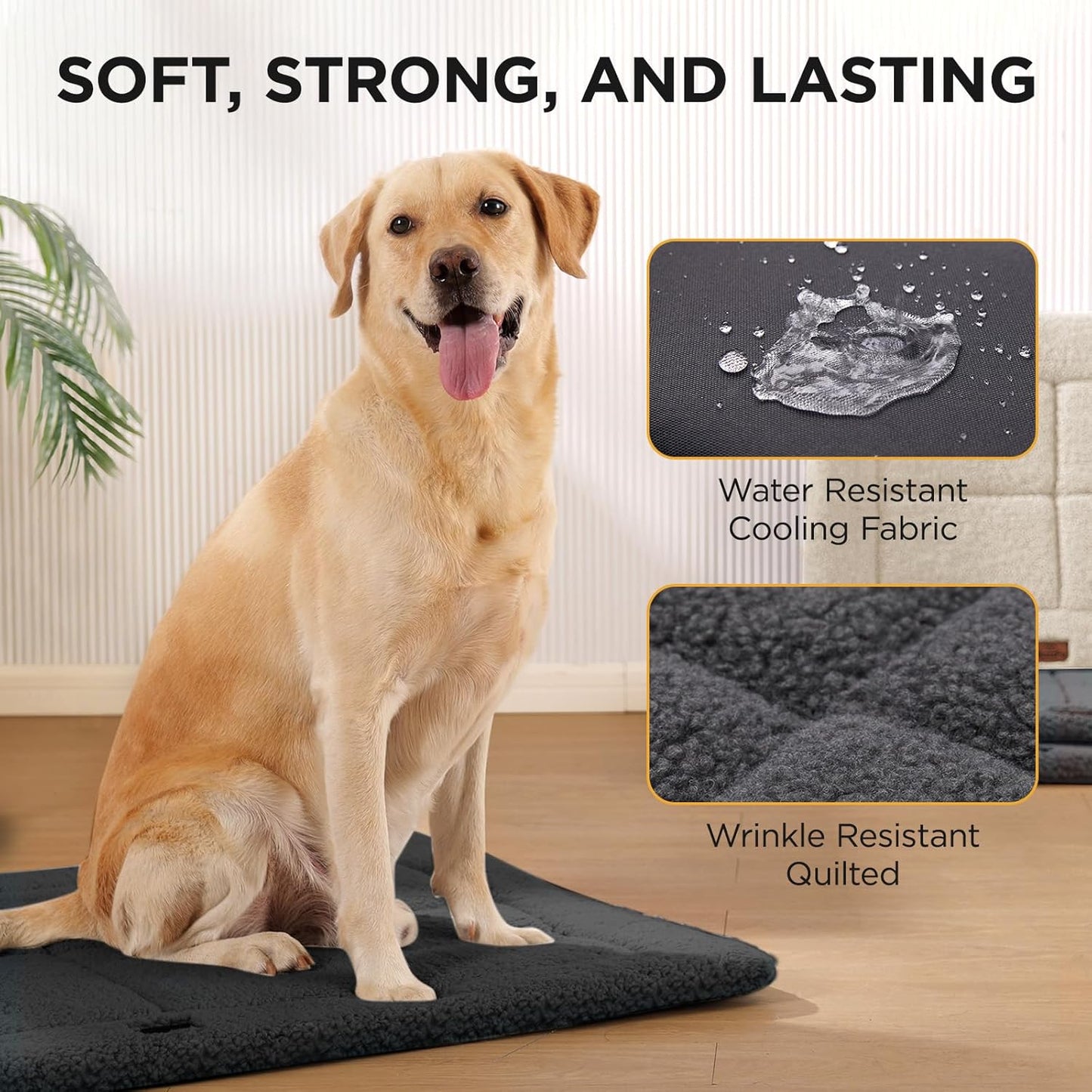 Joydeco Low Profile Dog Crate Mat Reversible Bed Pad, Washable Dog Pad Mat with Ultra Soft Fleece, Compact Design Kennel Beds Mats for Large Medium Small Pets, 35" x 23" Dark Gray