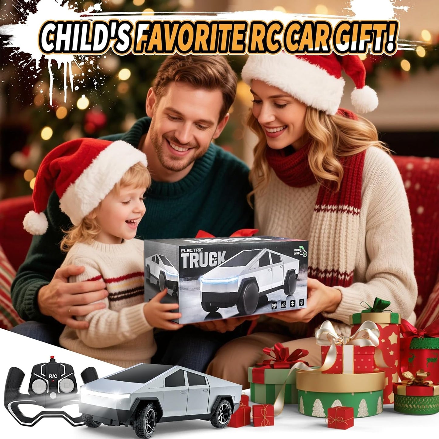 RC Car Toys，All Terrain 2.4GHz RC Truck for Boys Aged 3-8, 8-12, Electric Vehicle Truck Toys for Kids, Birthday Gifts for Kids, Boys and Girls (Silver)