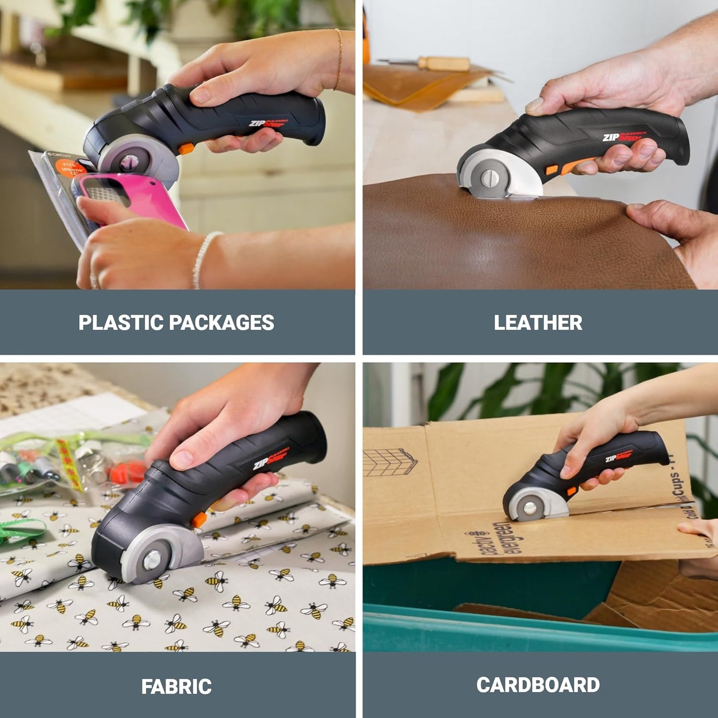 Worx Zipsnip Cordless Electric Scissors, Rechargeable Cardboard Box Cutter, 4V Powerful Fabric Scissors with 2 Safety Blades & Storage Bag WX082L.2
