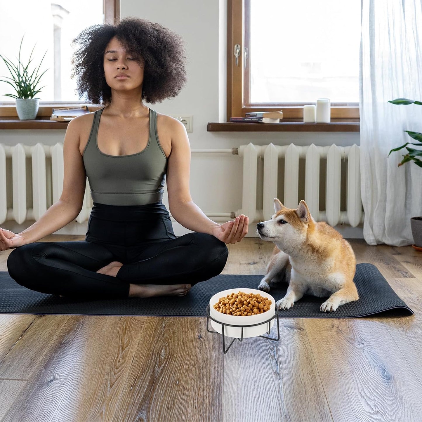 Milisten Raised Cat Bowl with Metal Stand 400ml White Ceramic Food and Water Feeder Elevated Pet Feeding Bowl for Cats and Small Dogs with Neck Protection for Home Use