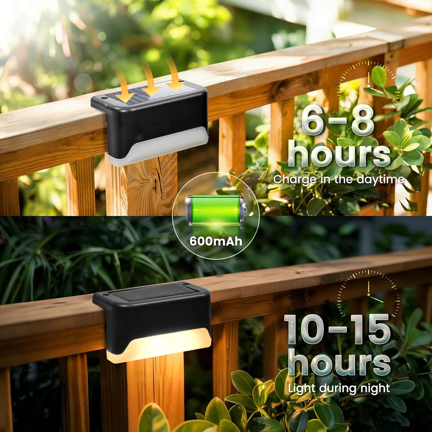 SOLPEX Solar Deck Lights Outdoor, Solar Fence Lights Waterproof LED Step Light for Outside, Patio, Stair, Garden, Yard, Railing, Front Porch, Balcony Decor(16 Pack Warm White)