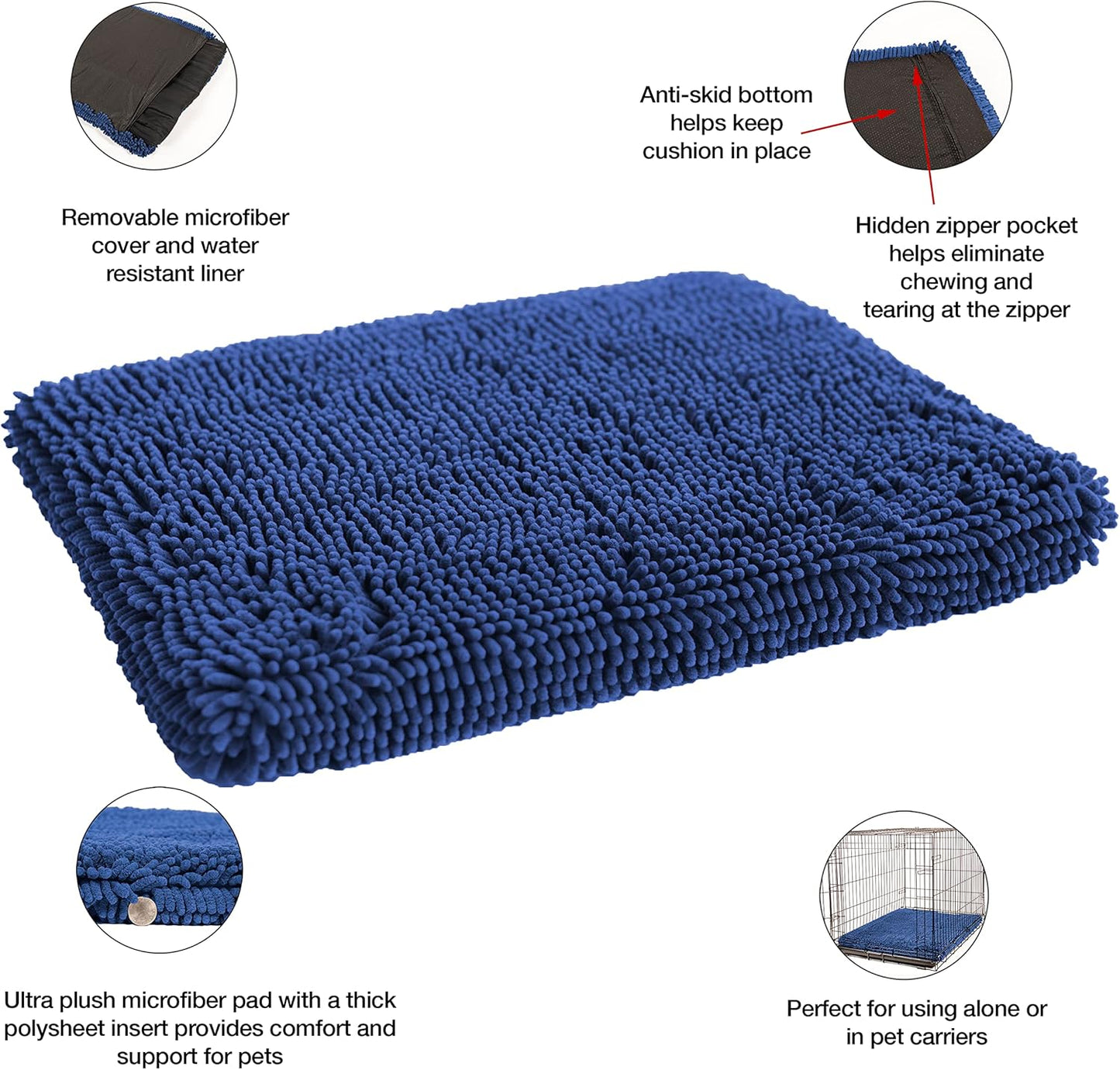 Dog Gone Smart Pet Products Dirty Dog Microfiber Cushion Pad, Bermuda Blue, 19x24 Small (DGSDDCP1997)
