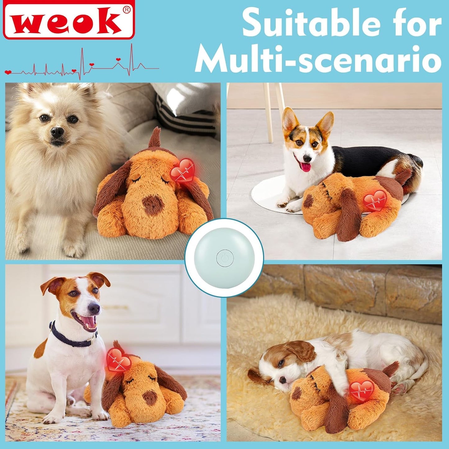 Heartbeat Puppy Toy, Comfort Cuddler Pillow, Dog Anxiety Relief Calming Aid,Heartbeat Stuffed Toy for Dogs,Puppy Heartbeat Toy Sleep Aid,Dog Heartbeat Toy for Pet