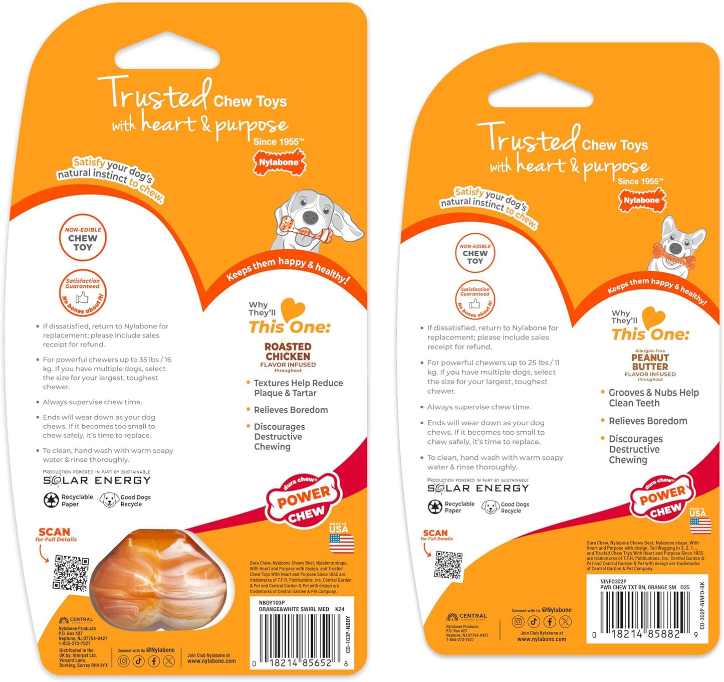 Nylabone 70th Birthday Textured Bone & Groove Bone Power Chew Toys for Dogs, Tough Dog Toys for Aggressive Chewers, Chicken & Peanut Butter Flavor, Small Dogs - Up to 25 lbs, 2 Pack