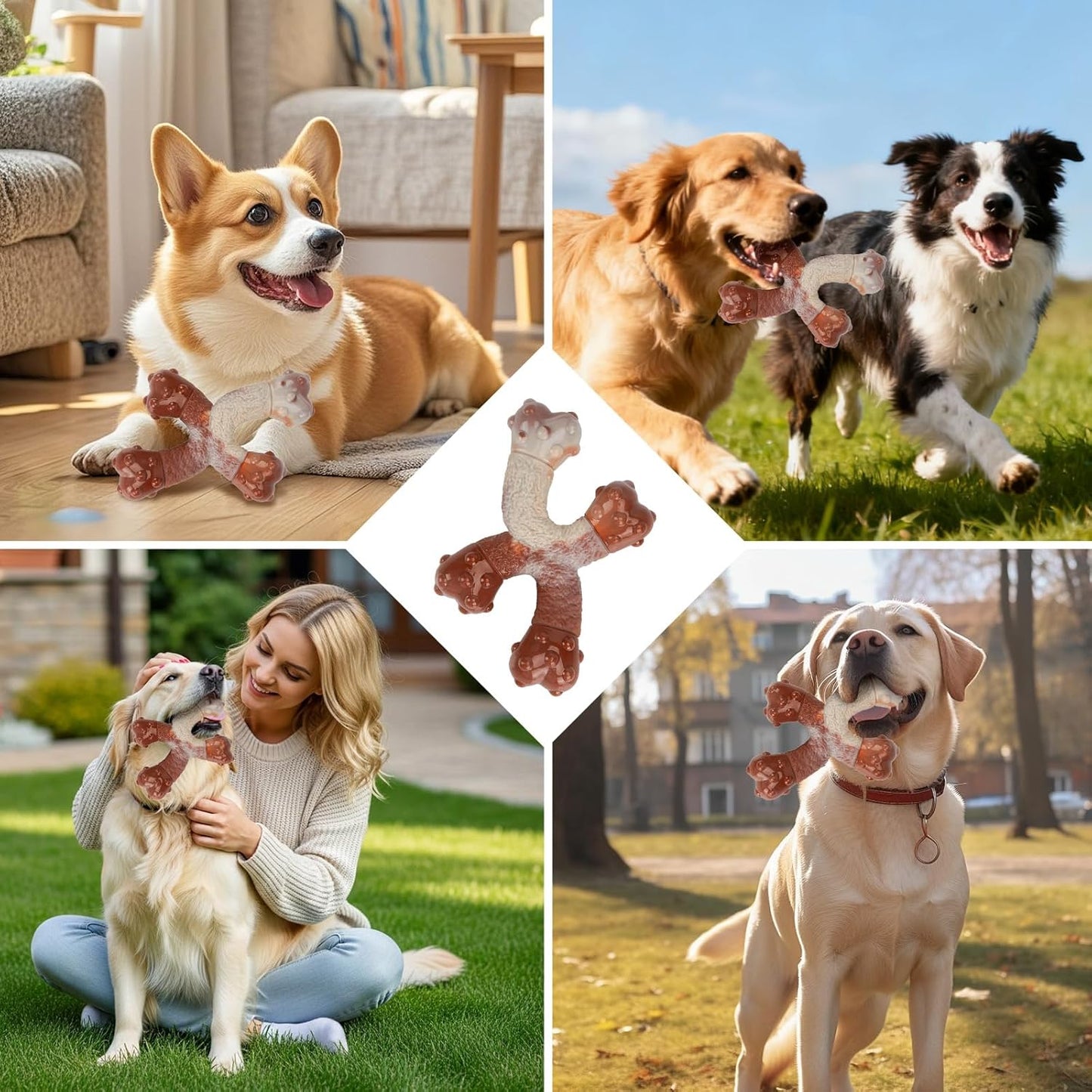 Dog Chew Toys for Aggressive Chewers - Durable Nylon Bones for Boredom Relief & Anxiety, Bacon Flavored Teething Chews for Large Dogs, Tough Chew Toy to Clean Teeth