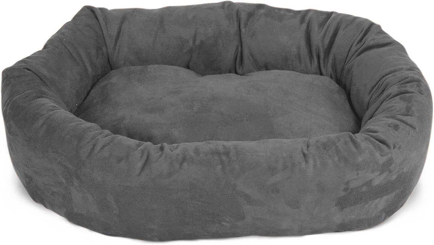 Majestic Pet 40 Inch Large Washable Dog Bed, Orthopedic Donut Cuddle Furniture for Big Dogs, Soft and Cozy Faux Suede Calming Pet Crate Pad & Mat, Fluffy Pet Bed - Gray