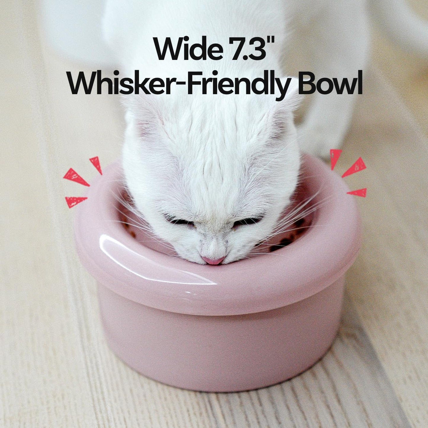Donut Bowl Elevated Ceramic Cat Bowl with Stand, Raised Whisker-Friendly Bowl for Cats & Small Dogs, Patented Donut Design, Made in Korea (5.9" H -White)