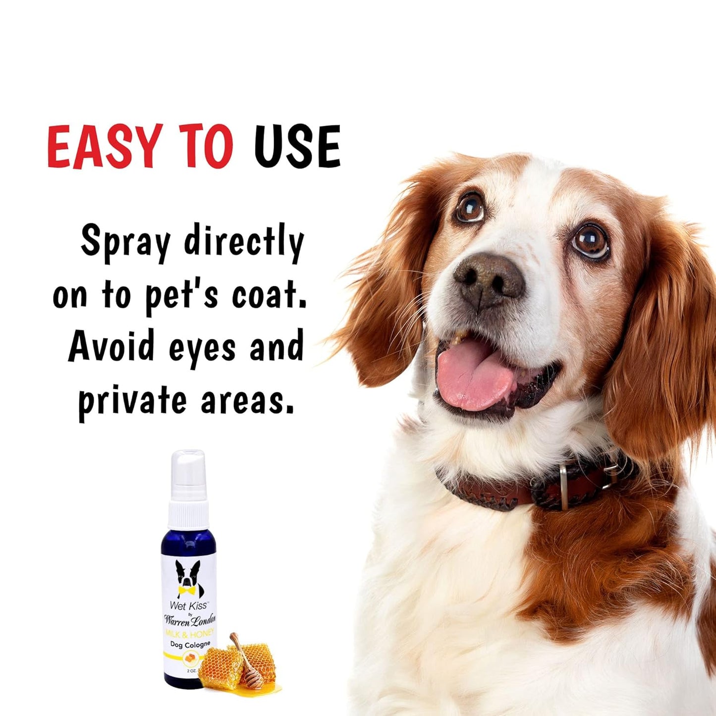 Warren London Wet Kiss Dog Cologne Spray – Milk & Honey | Pocket-Size 2 oz Odor Eliminator & Coat Freshener for Dogs & Cats