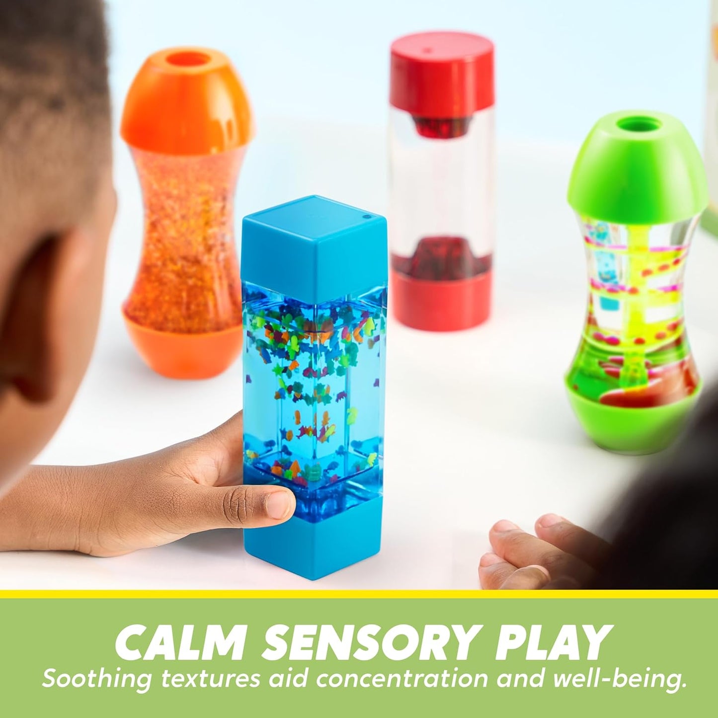 JOYIN 4-Pack Fidget Tubes for Kids, Sensory Tubes, Stress Relief Toy, Speech Therapy, Calming Toys for Children with Autism, Calm Down Corner Classroom Supplies, Easter School Gifts for Toddlers