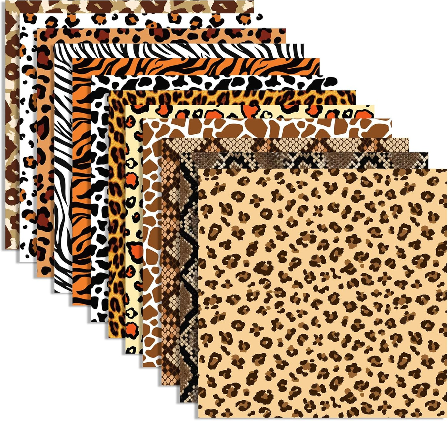 24 Sheets Animal Print Scrapbook Paper 11.8x11.8In Animal Print Pattern Paper African Safari Tiger, Giraffe, Zebra, Cheetah, and Leopard Prints Craft Papers Pad Supplies for African Safari Card Making