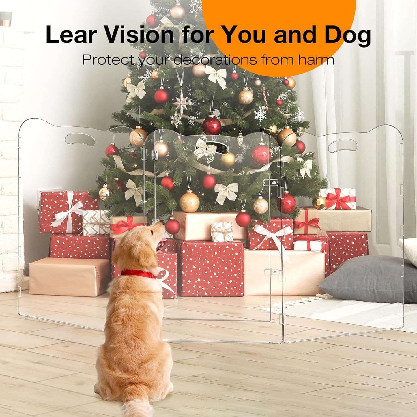 38"Tall Clear Dog Gate Acrylic With Magnetic Open Door,Convenient Entry And Exit,38"High,3-Panel Clear Pet Gate Foldable,acrylic dog gate For Doorway,Stair,Protect Decoration,For Medium And Large Pet