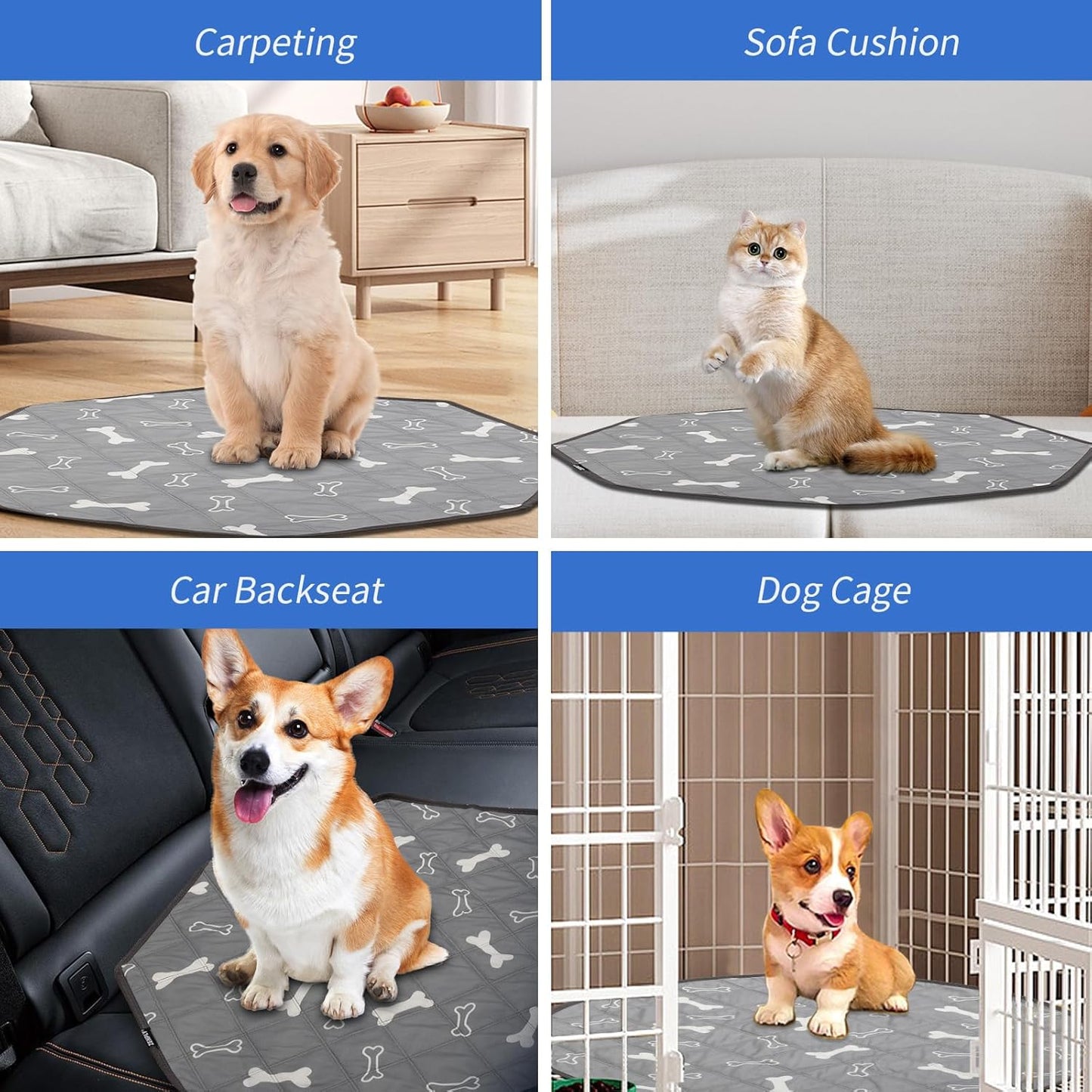 Washable Pee Pads for Dogs, Reusable Puppy Pads Pet Training Pads , Waterproof Machine Wash, Suitable for Floor Protector, Couch Cover, Crate, Potty Training, 26.8 Inch 1 Pack (Octagon)