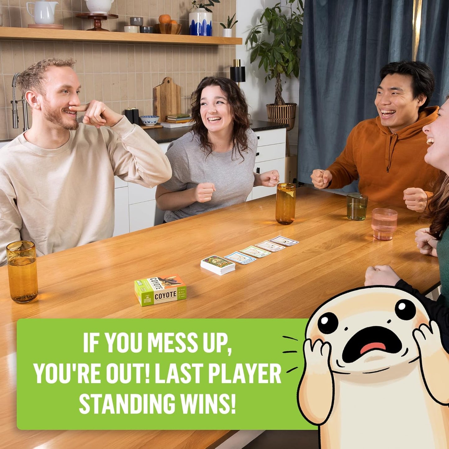 Exploding Kittens Coyote Created by Tim Ferriss | Perfect for Family Fun, Game Night, and Travel | 3-8 Players, 10 Mins, Ages 10 and Up