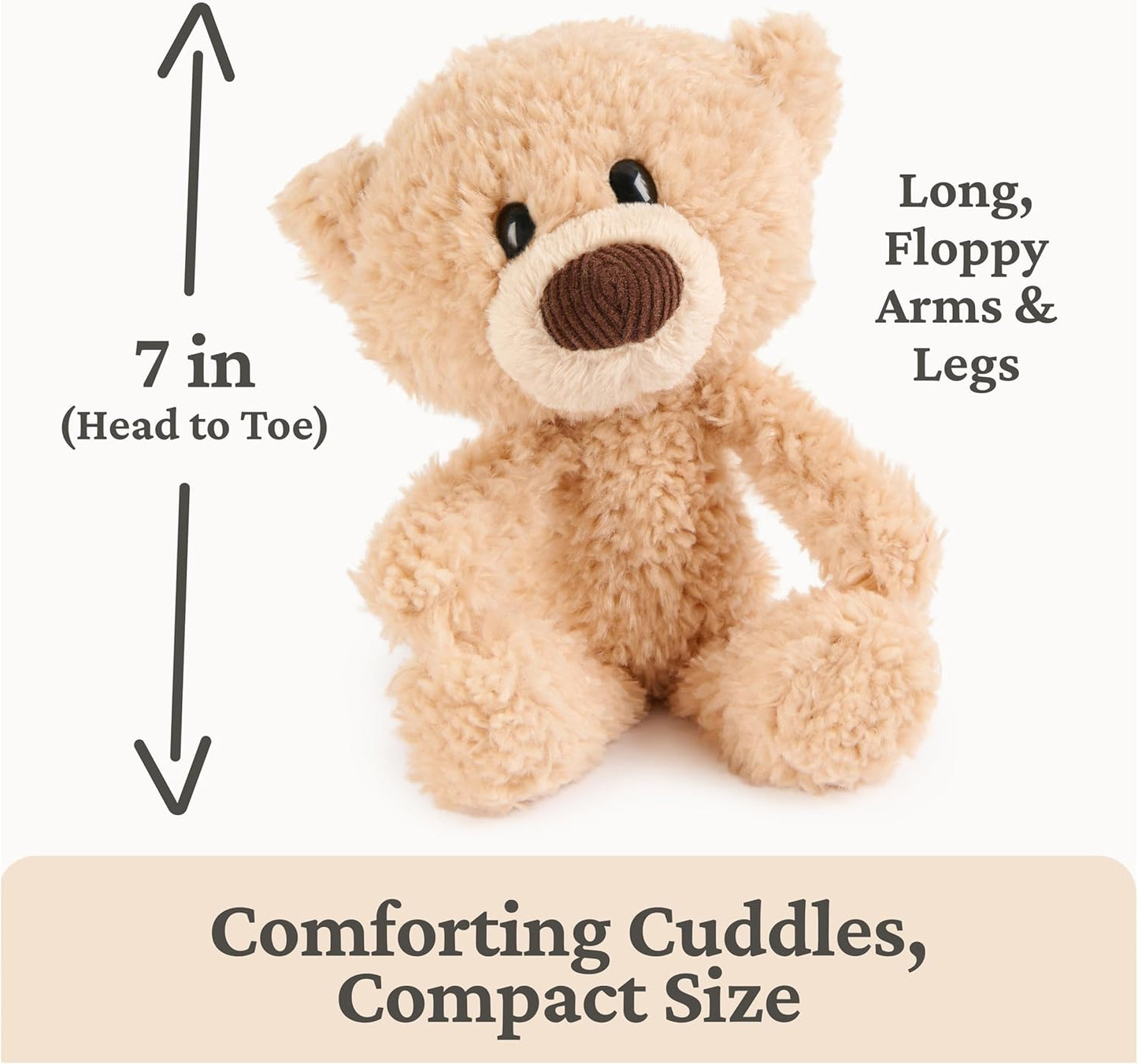 GUND Toothpick Teddy Bear, Little Stuffed Animals, Classic Plush Toys for Ages 1 and Up, Beige, 7”