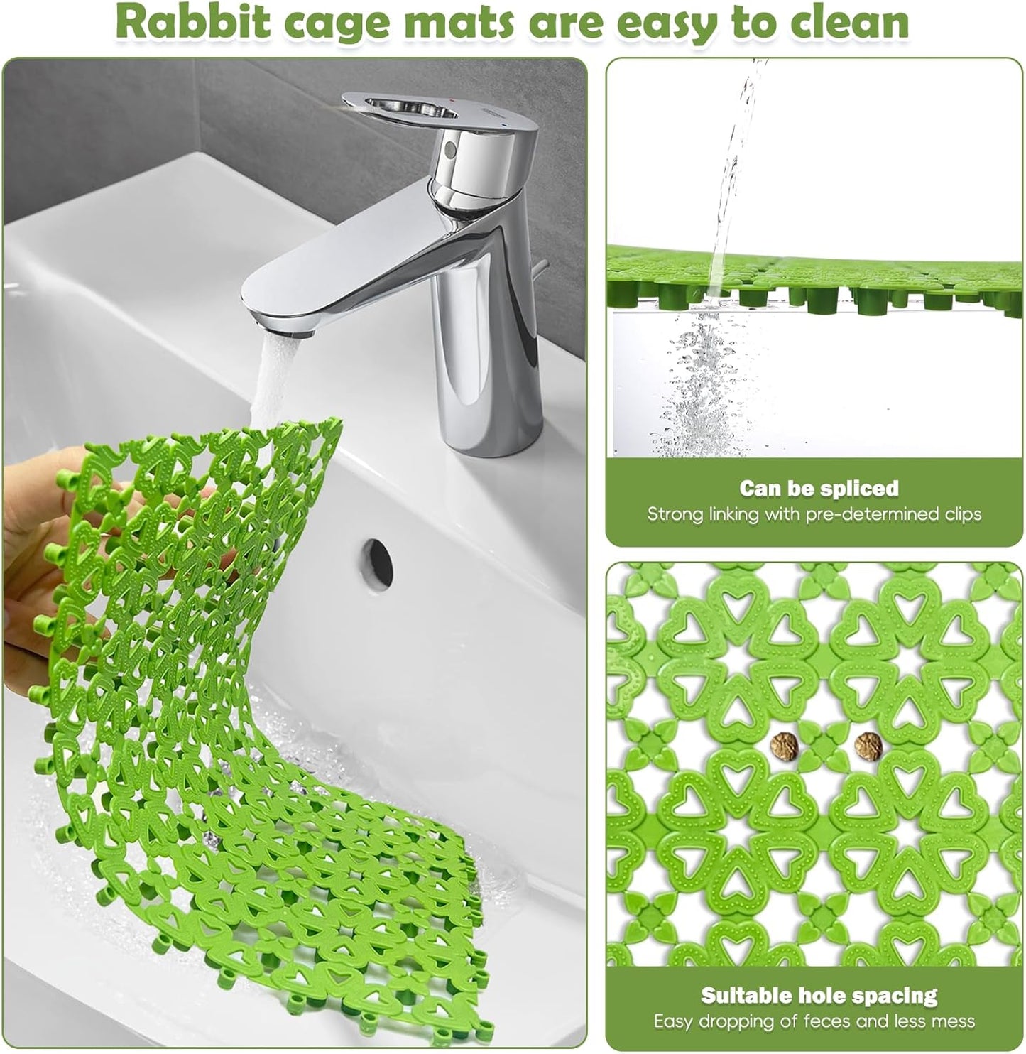 kathson 16PCS Rabbit Mat Plastic Cage Mat Floor Mats Bunny Hole Leak Water Pads for Pet Cats Dogs Hamster Rat Chinchilla Guinea Pig and Other Small Animals