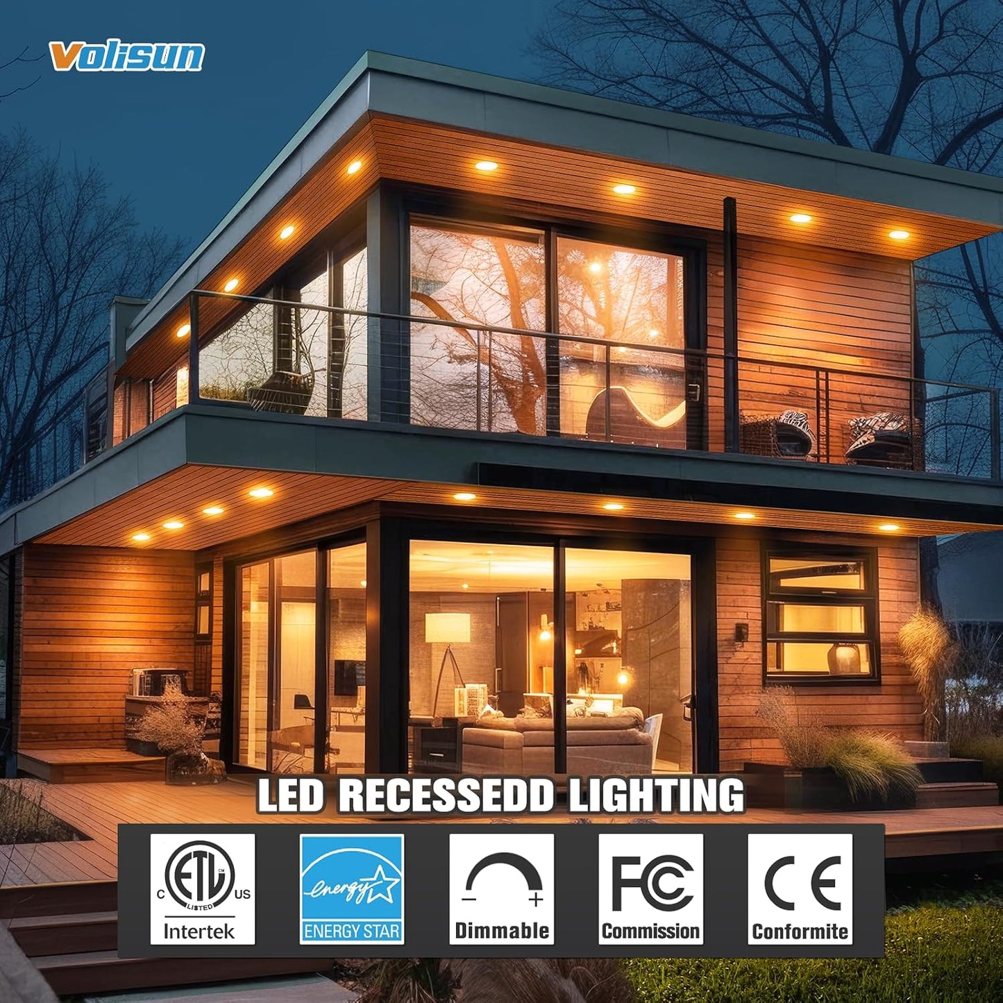 VOLISUN 12 Pack 6 inch Recessed Lighting, 5CCT LED Recessed Light with Junction Box, 2700K-5000K Selectable, 13W Eqv 120W, 1080LM Dimmable Canless Wafer Downlight, LED Ceiling Light ETL Certificated