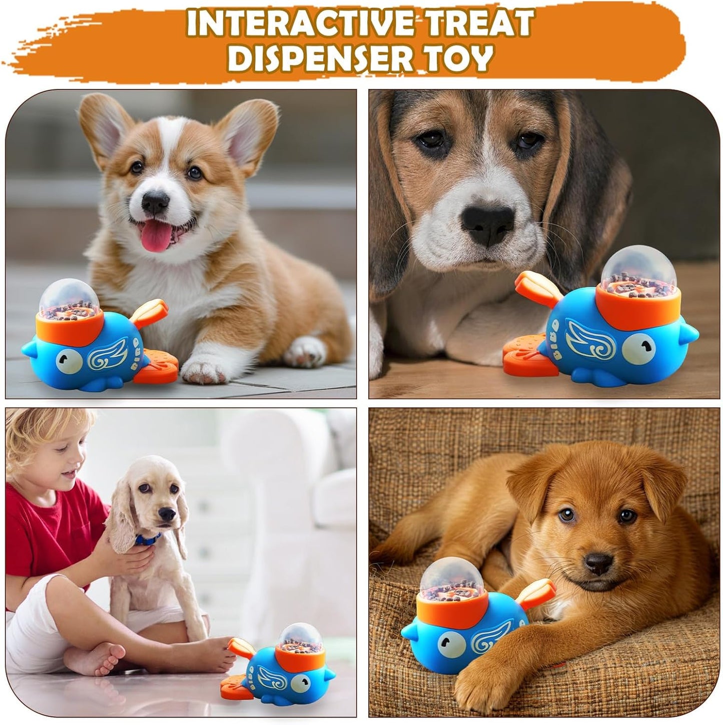 Treat Dispensing Dog Toys - Anti Gulping Duck Shape Slow Feeder,Dog Food Treat Feeding Dispenser - for Puppy Kitten Small Medium Breed Training Boredom Travel Home Indoor