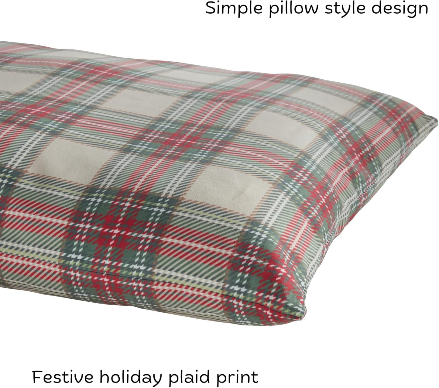 Happy Hounds Charlie Holiday Plaid Throw Pillow Dog Bed, Large (48 x 36 in.)