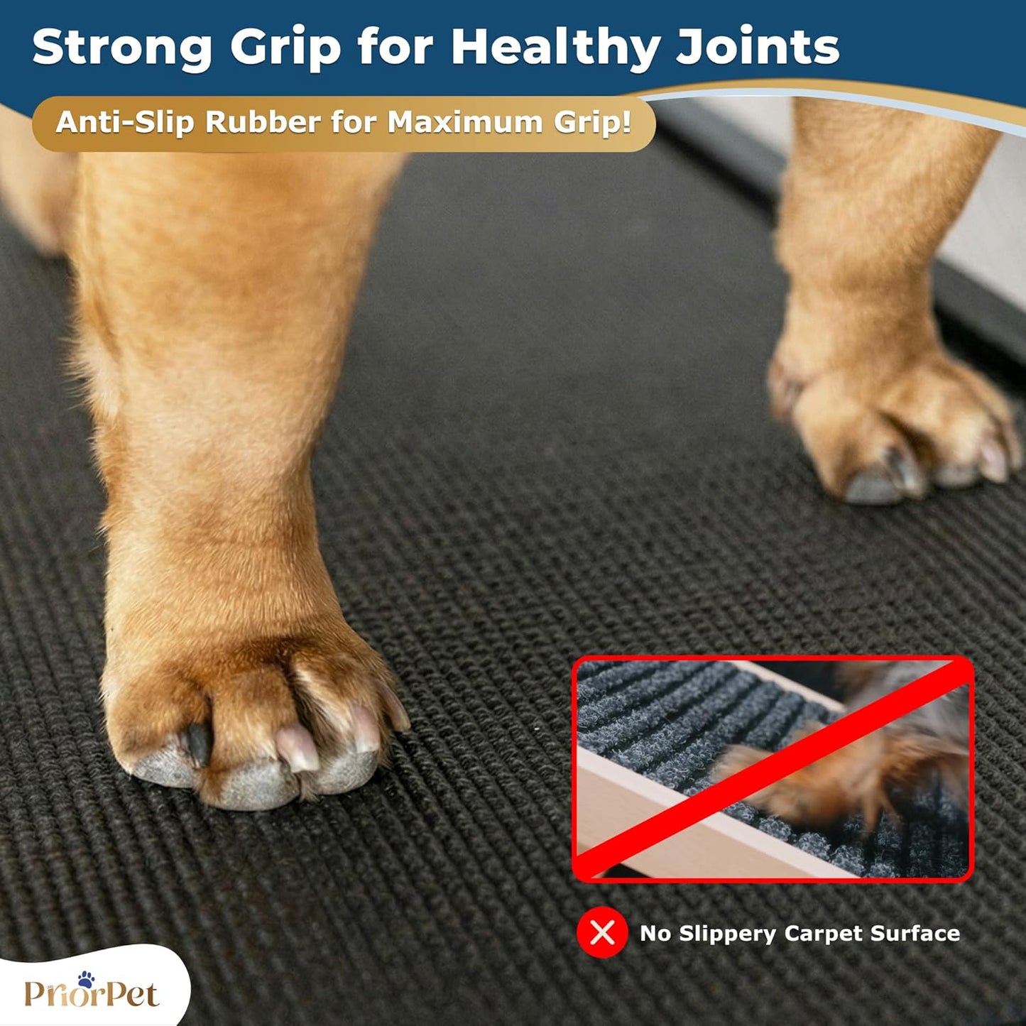 Dog ramp for Couch – Non-Slip, Sturdy Build Foldable Dog ramp – Supports up to 200lbs – Adjustable 7'' to 20'' – Landing Platform Seamlessly Connects – Birchwood Pet Ramp for Small Dogs – Black