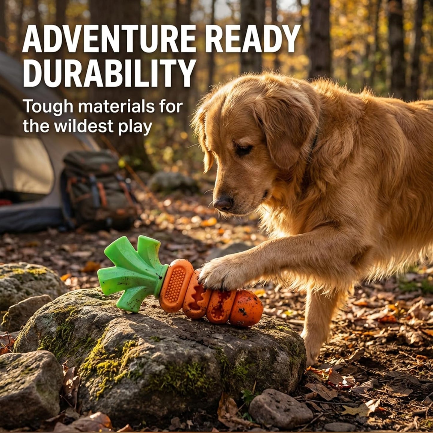Tough Dog Toys for Aggressive Chewers Medium to Large Breed, Indestructible 7" Nylon & Rubber Carrot, Bacon Flavored Dental Chew Toy for Boredom, Easter Basket Stuffers for Dogs (20-70 lbs)