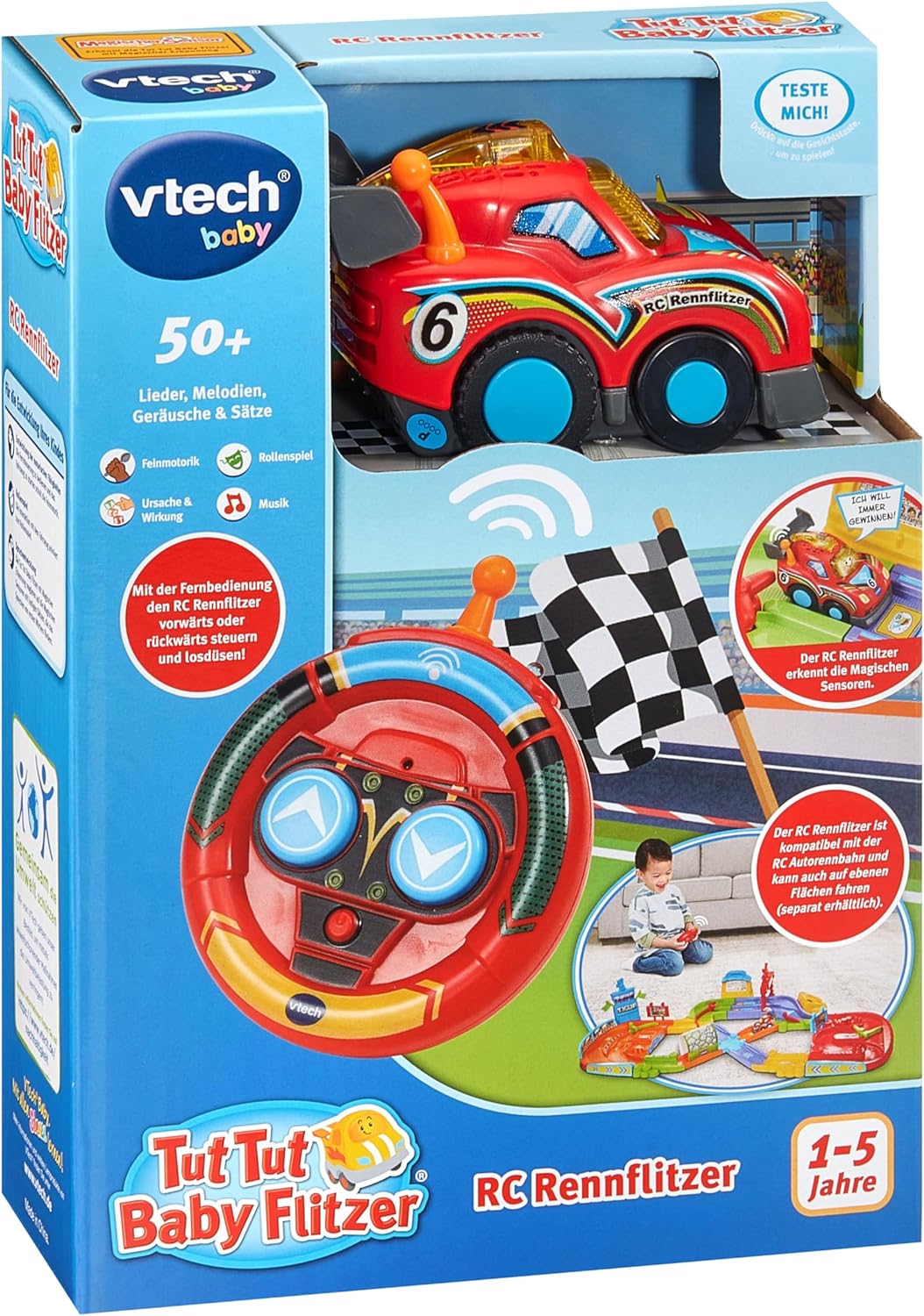 Vtech Baby TUT TUT Baby Speedster - RC Racing Speedster - Remote Controlled Toy Car with Light and Action Buttons, Music, Exciting Phrases and Sounds - for Children Aged 1-5 Years