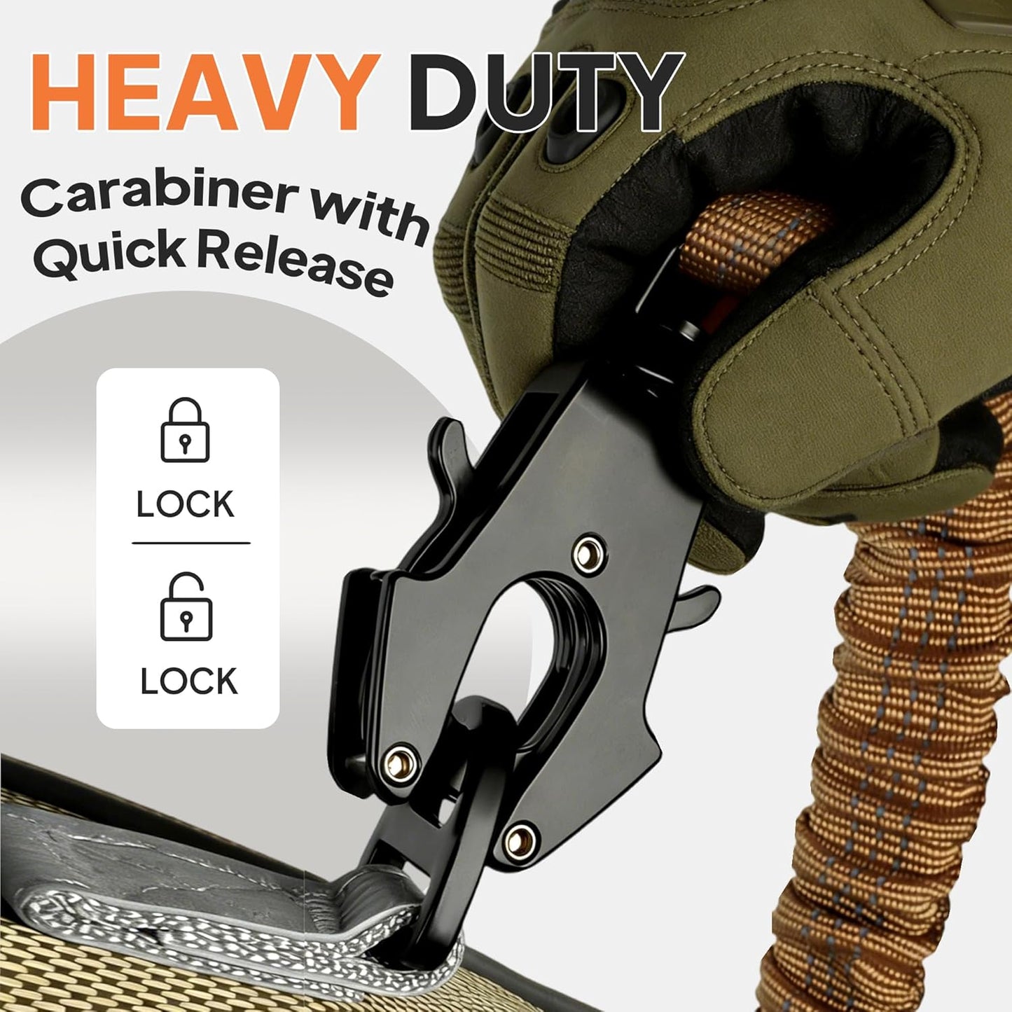 Twoear Tactical Dog Leash for Large Dogs, 5-7FT Shock Absorbing Bungee Dog Leash with Traffic Handle, Quick Release Carabiner & Car Seatbelt, Reflective, Leashes for Medium to Large Breeds