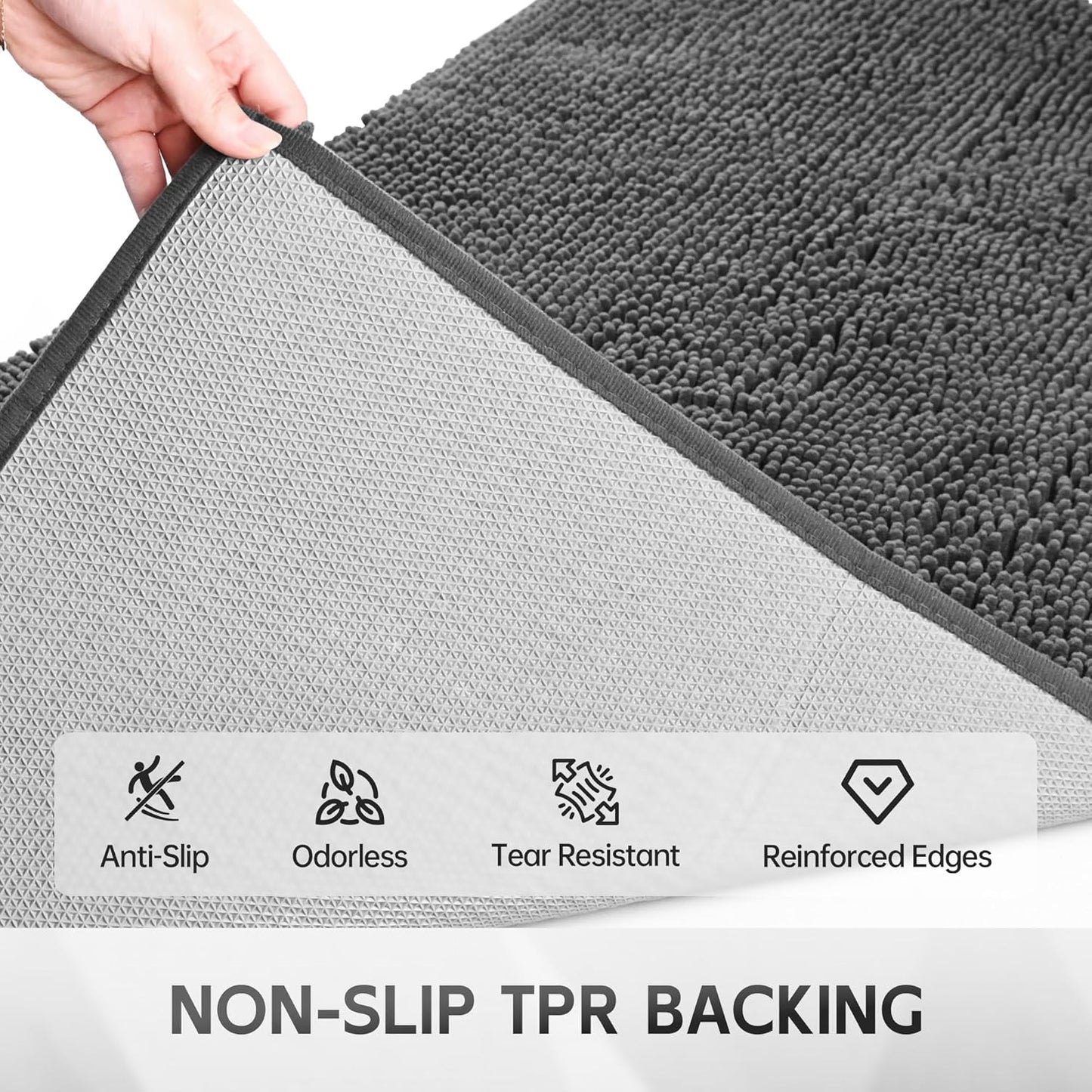Ultra Absorbent Dog Door Mat for Muddy Paws, 72" x 36" Chenille Mud Mat for Dogs, Quick Dry, Trap Dirt Non-Slip Machine Washable Entry Rug for Indoor Outdoor Entrance, Dark Grey