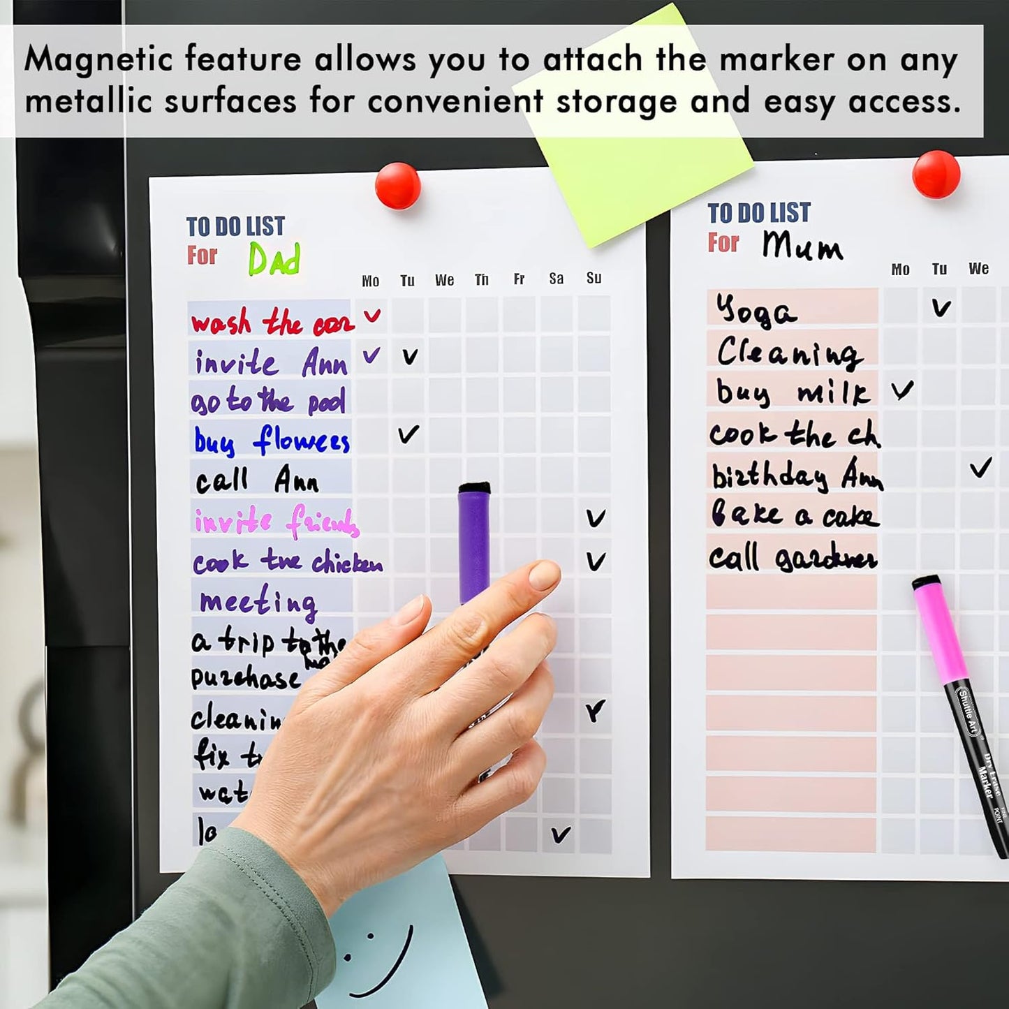 Shuttle Art Dry Erase Markers, 32 Pack 16 Colors Magnetic Whiteboard Markers with Erase, Fine Point Dry Erase Markers Perfect For Writing on Whiteboards,Mirrors for School Office Home