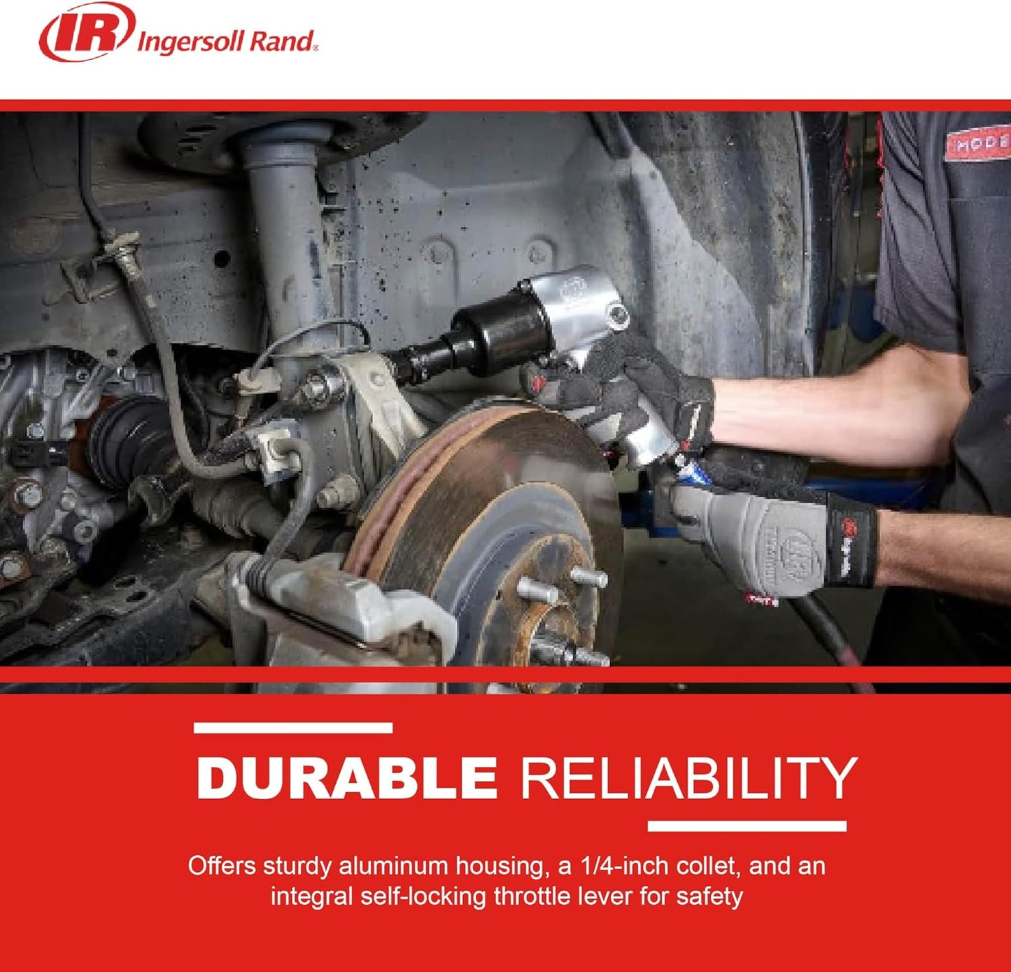 Ingersoll Rand 301B Air Die Grinder – 1/4", Right Angle, 21,000 RPM, Ball Bearing Construction, Safety Lock, Aluminum Housing, Lightweight Power Tool, Black