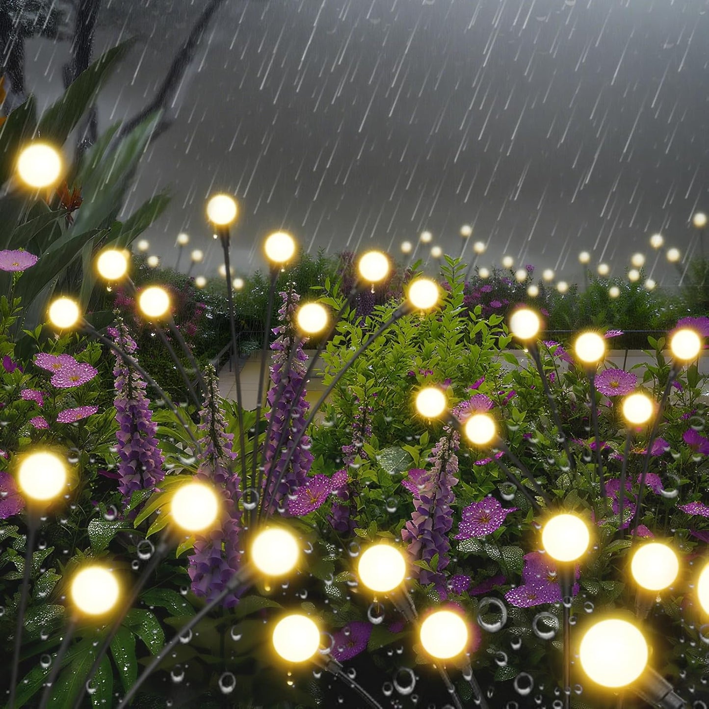Solar Lights Outdoor-4Pack 32LEDs Solar Garden Firefly Lights Outside,Solar Powered Light Outdoor and Garden Decorative IP65 Waterproof,Yard Patio Pathway Decor,Gardening Gifts for Women,Warm White