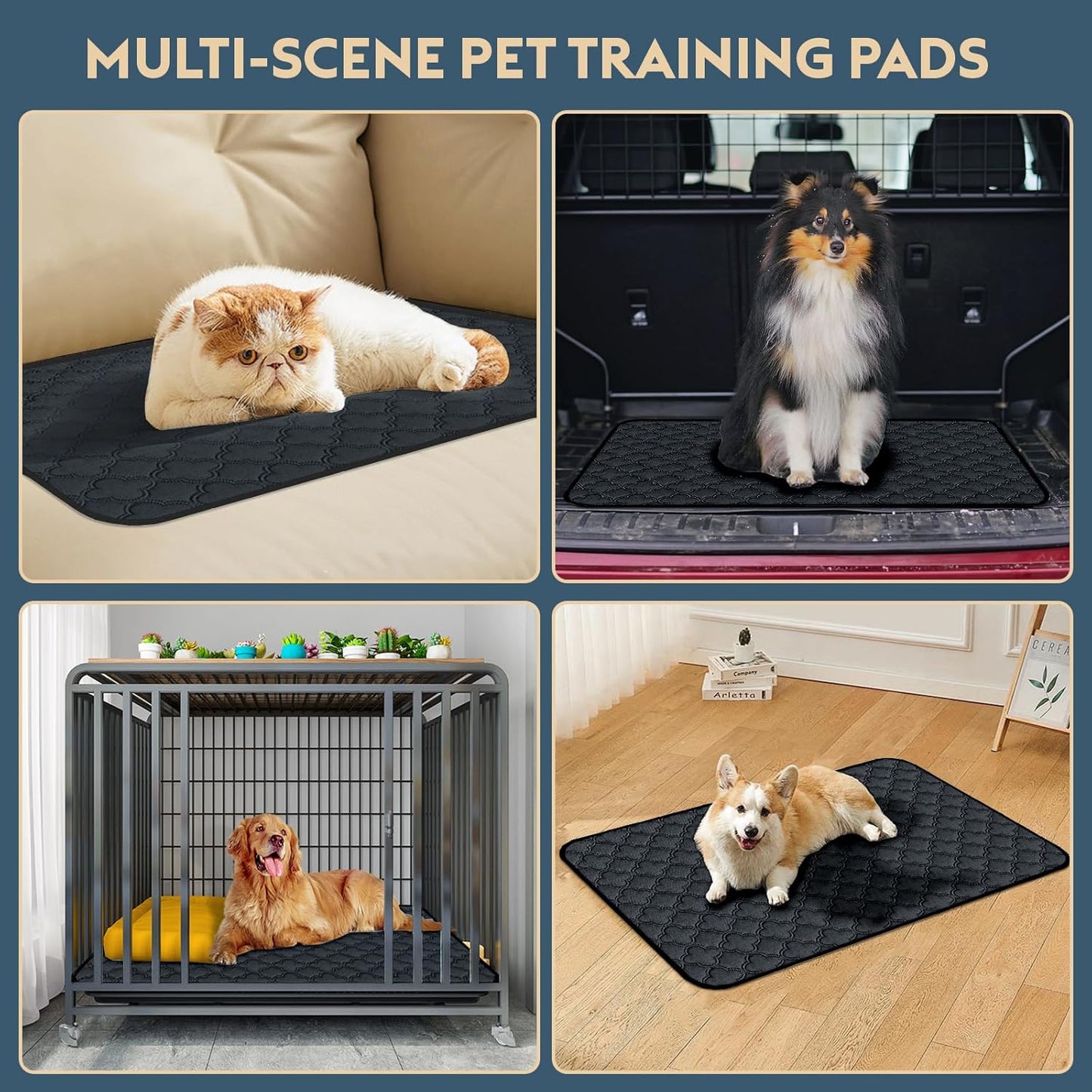 Washable Pee Pads for Dogs - 4 Pack Reusable Pee Pads，Waterproof Puppy Pads，Pet Training Pads，Super Absorbent with Dog Paw Shape Non-Slip Backing (Dark Grey, 18" X 24" - 4 Pack)