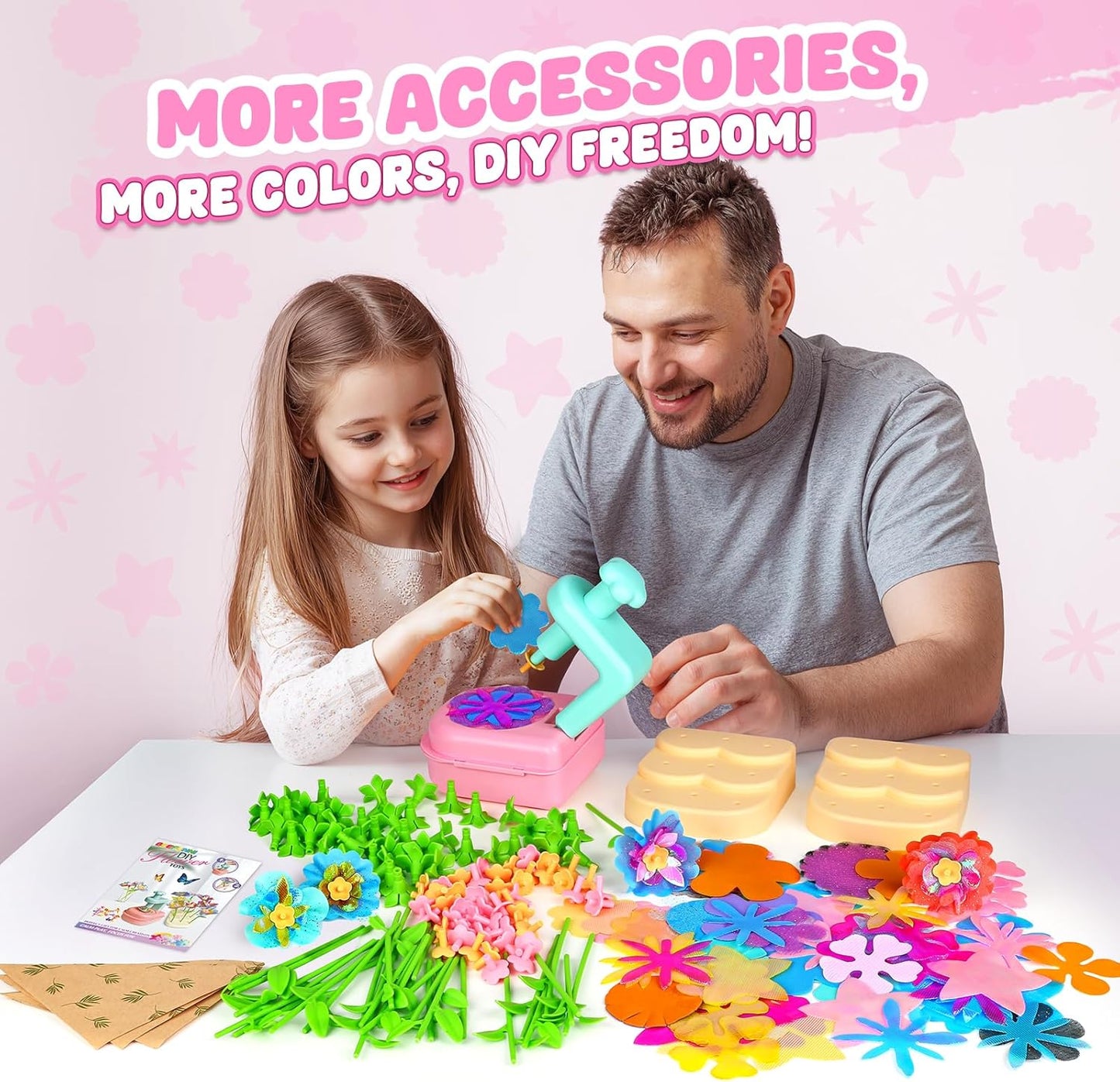 beefunni Flower Bouquet Craft Kits, DIY Arts and Crafts for Kids 4-6-8, Upgrade Colorful Flowers Toys for 4 5 6 7 8+Year Old Girl Birthday Gifts Ideas, Easter Basket Stuffers Gifts for Kids Toddler