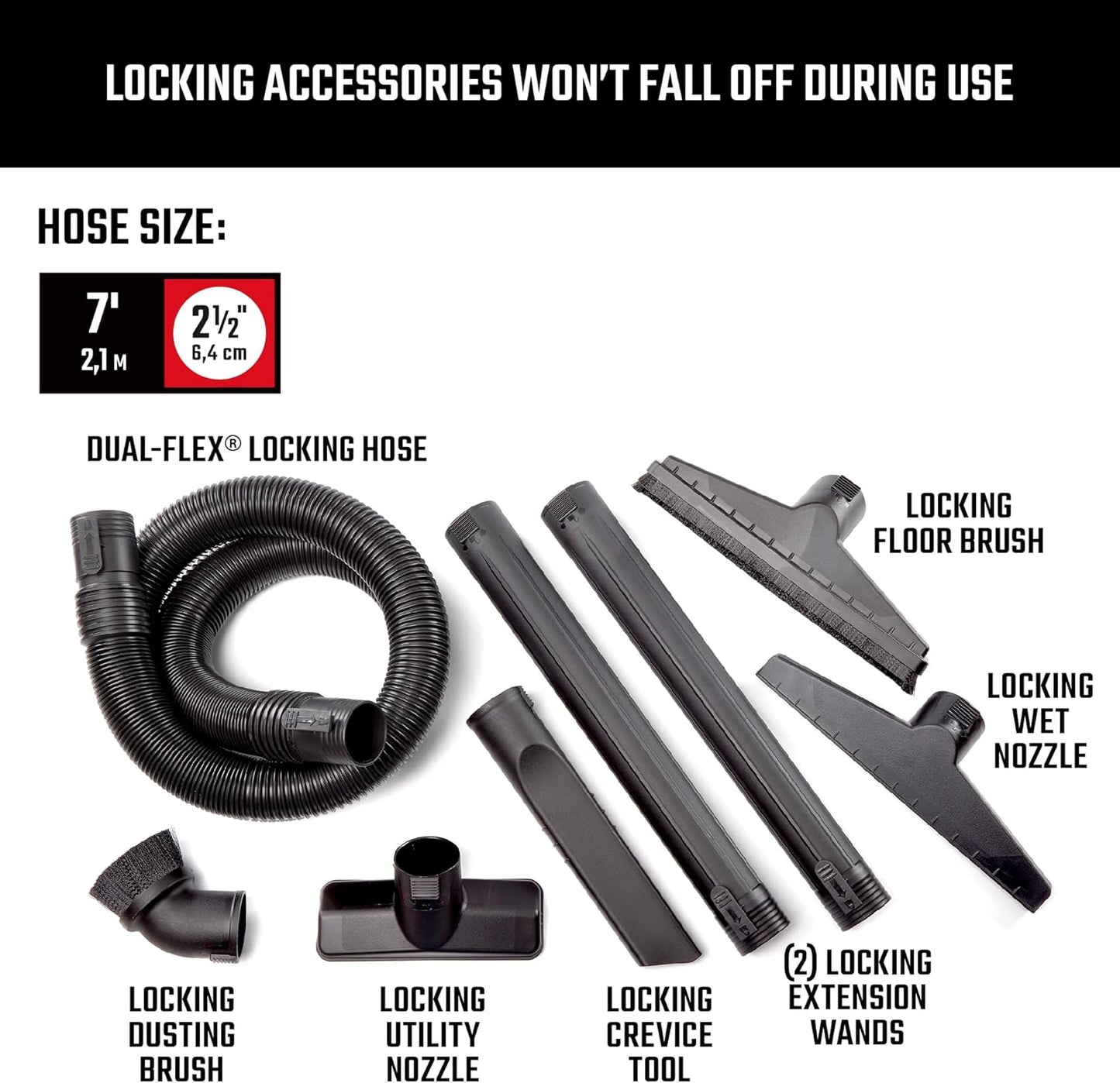 CRAFTSMAN CMXZVBE38800 2-1/2 in. Wet Dry Vac Pro Attachment Kit, Industrial-Grade Shop Vacuum Accessories for Heavy-Duty Projects, Fits 2-1/2 in. Hose Diameters