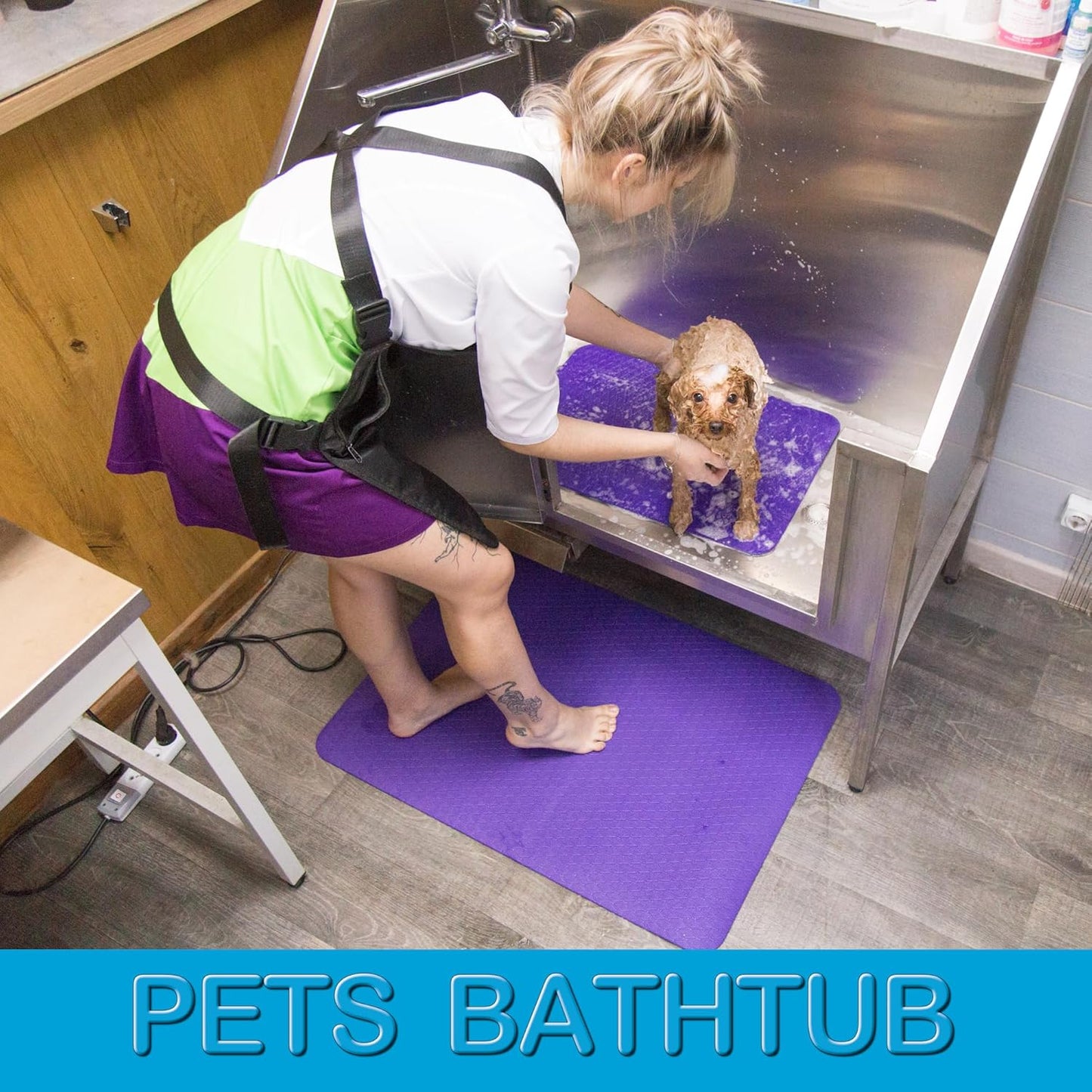 Seagull Multipurpose Foam Rubber Pet Grooming Table Mat 16 x 24 Inch Dog Grooming Mat for Table Cat Grooming Mat Dog Bath Mat Pet Vet Mat Non Slip Soft Waterproof Purple