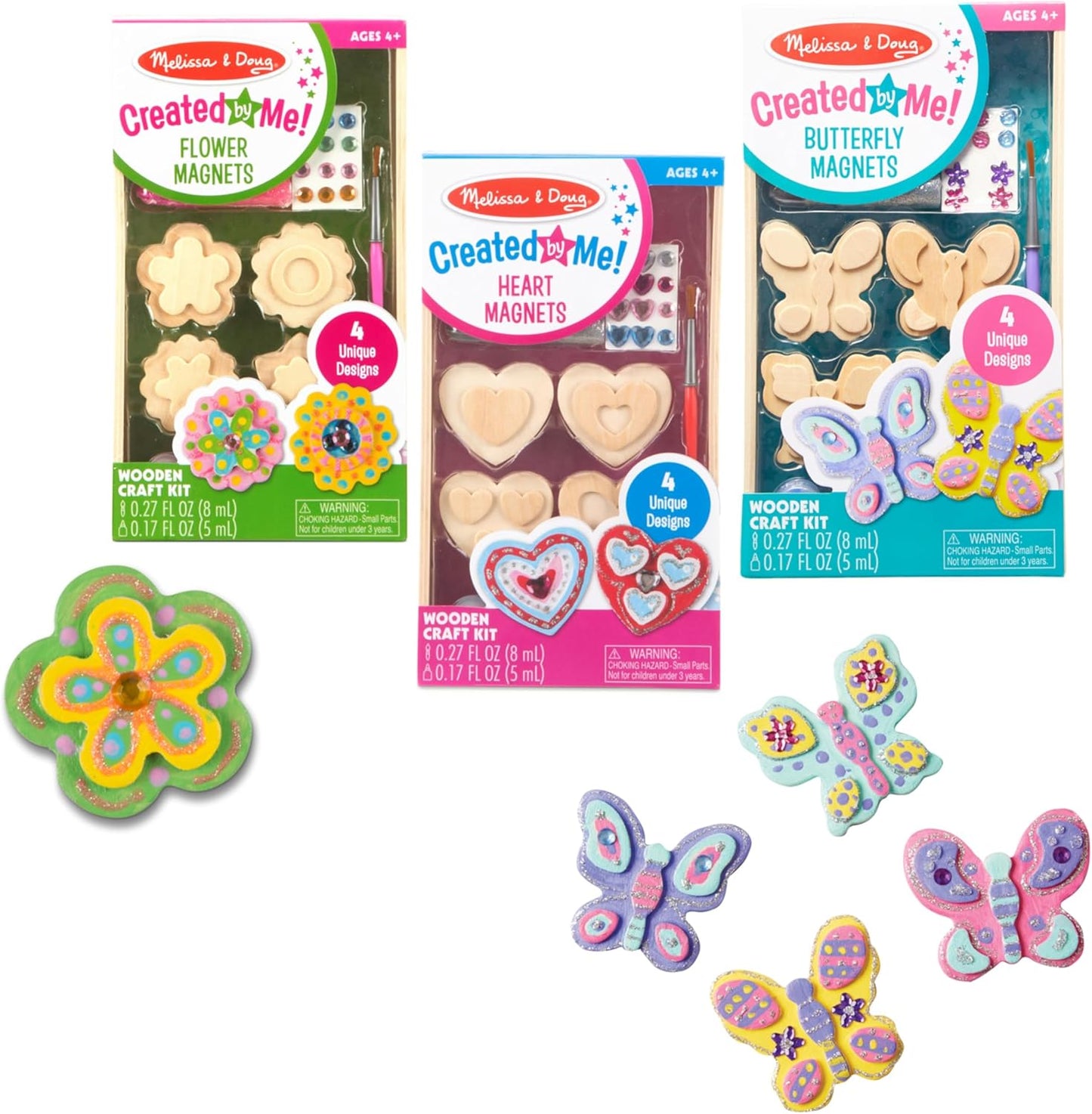 Melissa & Doug Decorate-Your-Own Wooden Magnets Craft Kit Bundle (12 Magnets) - Wood Crafts for Kids, Preschool Toys, and Learning Resources for Ages 4+