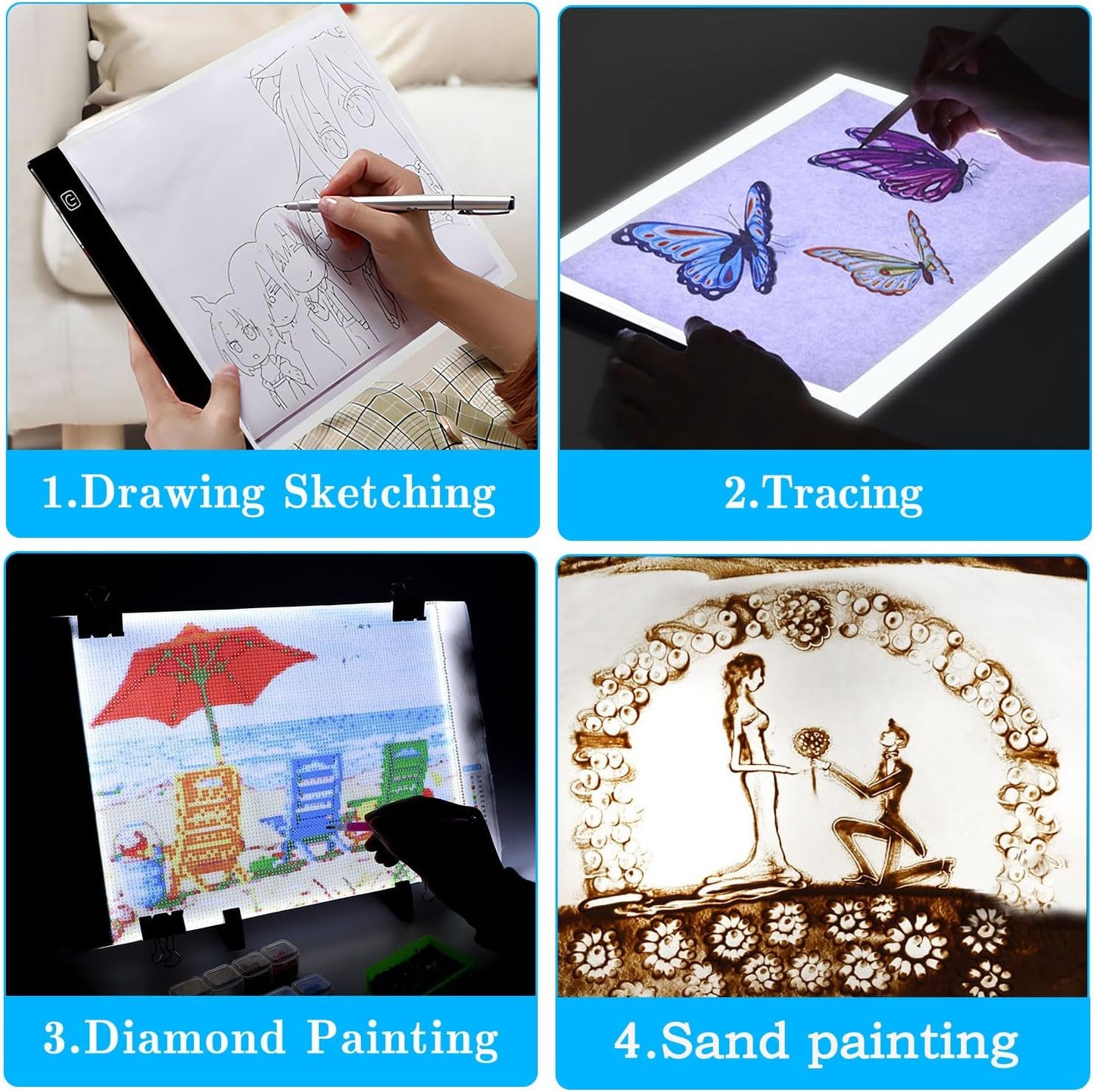 Ratukall 183PCS A4 Diamond Painting Light Pad Kit, Light Board for Diamond Painting Accessories, Tracing Light Box with 5D Painting Tools Set for Full Drill & Partial Drill Art