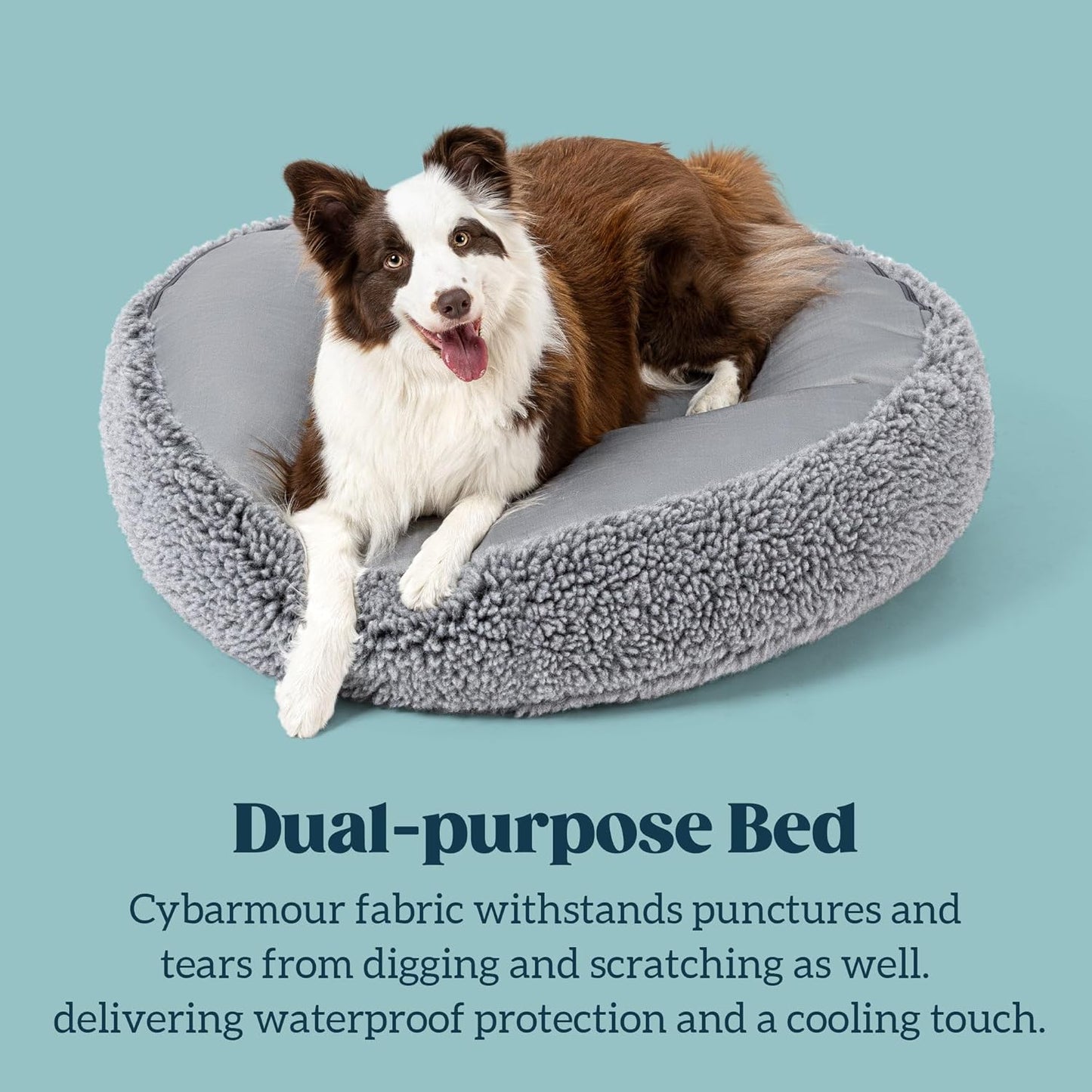 Stoutwool Indestructible Dog Bed - Round Chew Proof Dog Bed - Fluffy Pillow Bed for Aggressive Chewers - Durable - Washable - Ideal for Small Dog Breeds - 25", Charcoal