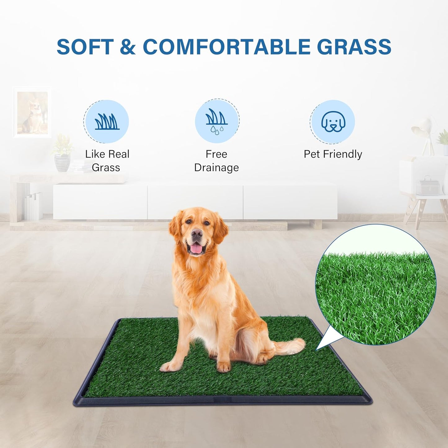 Artificial Grass for Dog Potty – 16 x 20 inch,Dog Litter Box with Grass Strong Absorbency Grass Pad with Tray,Potty Training Pad，2 Pack