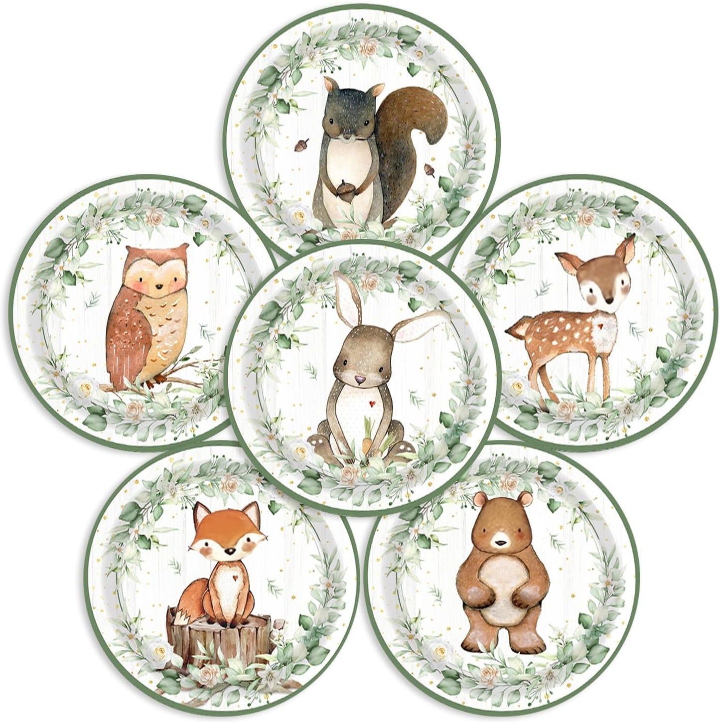 60Pcs Forest Animals Birthday Party Supplies Safari Jungle Animals Theme Baby Shower Decorations Plates Serve 60 Guests